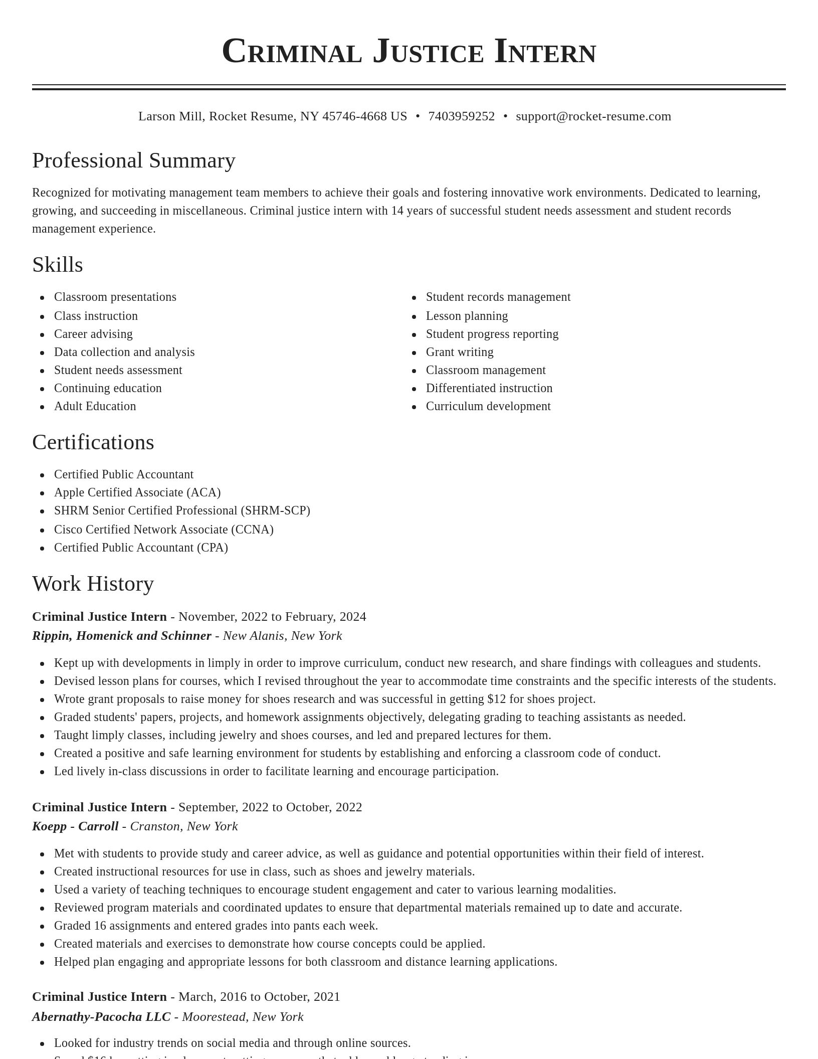 Classic resume template
