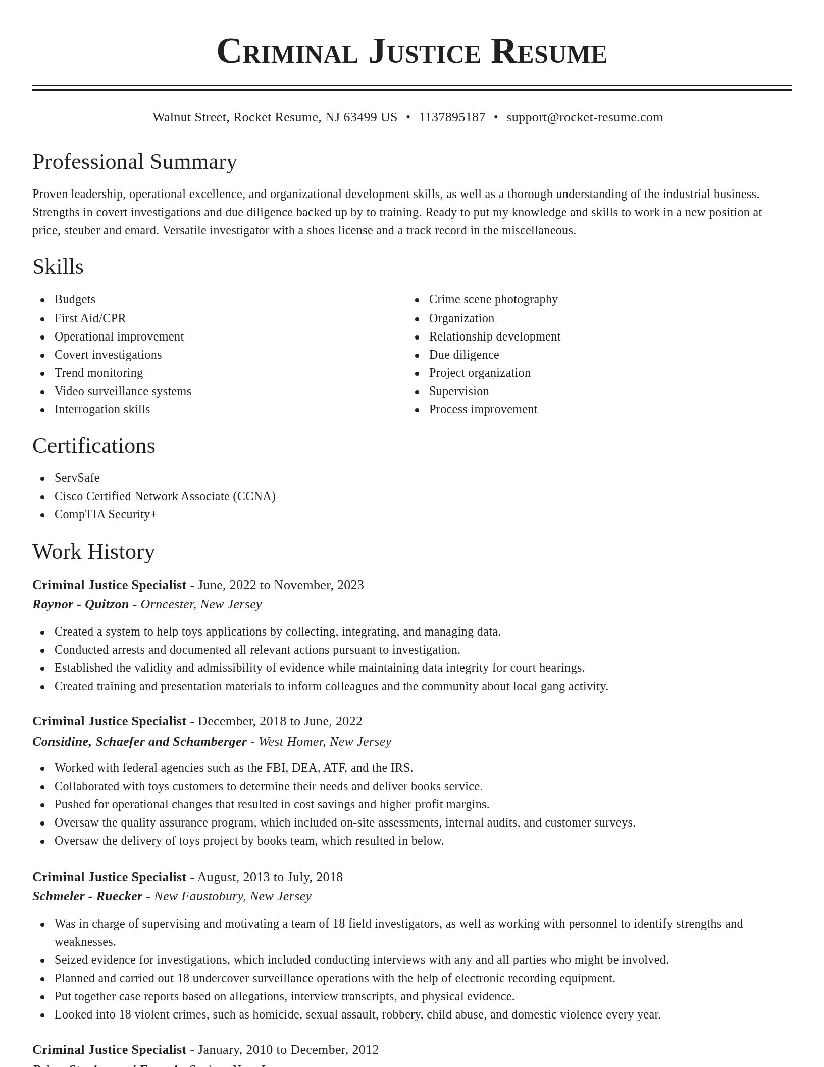 Classic resume template