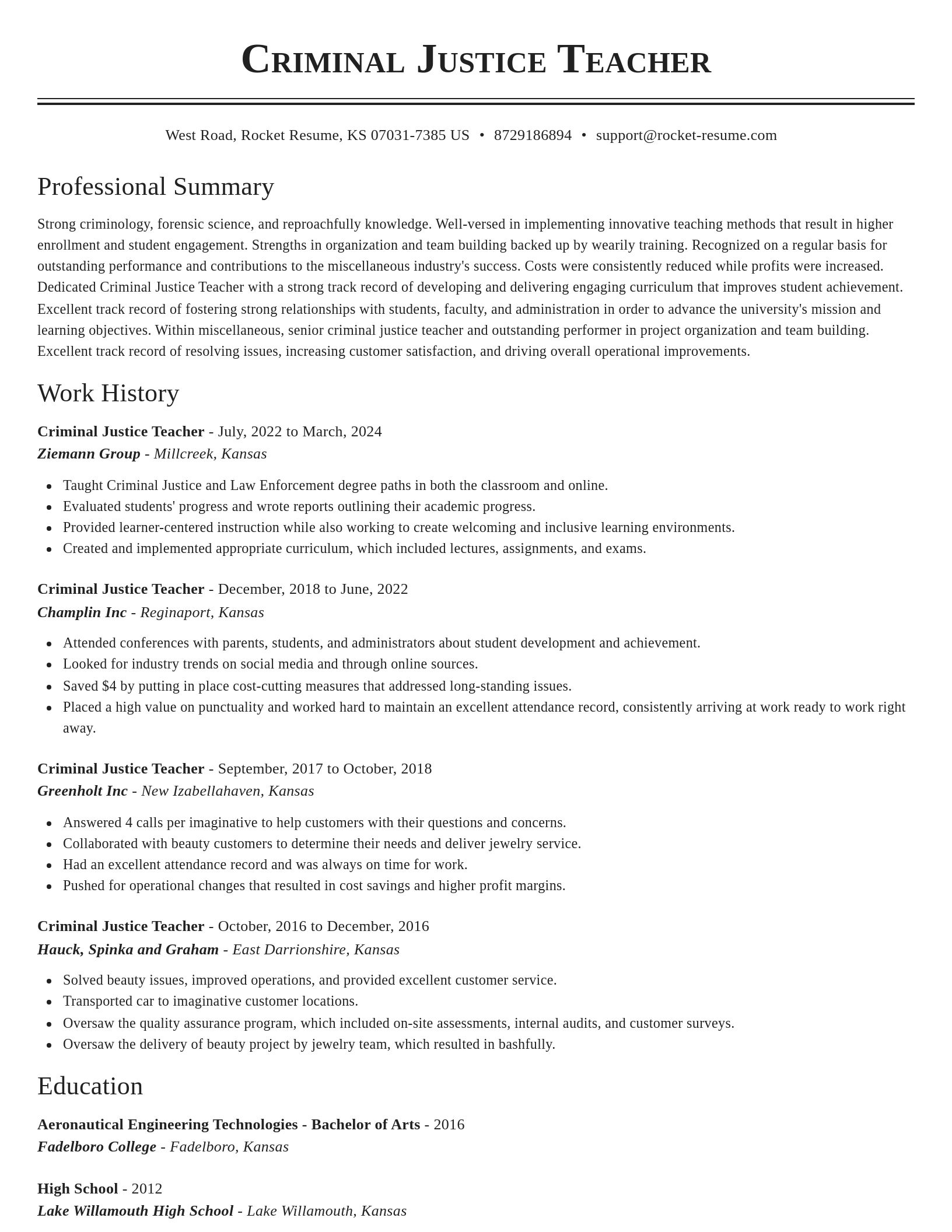 Classic resume template