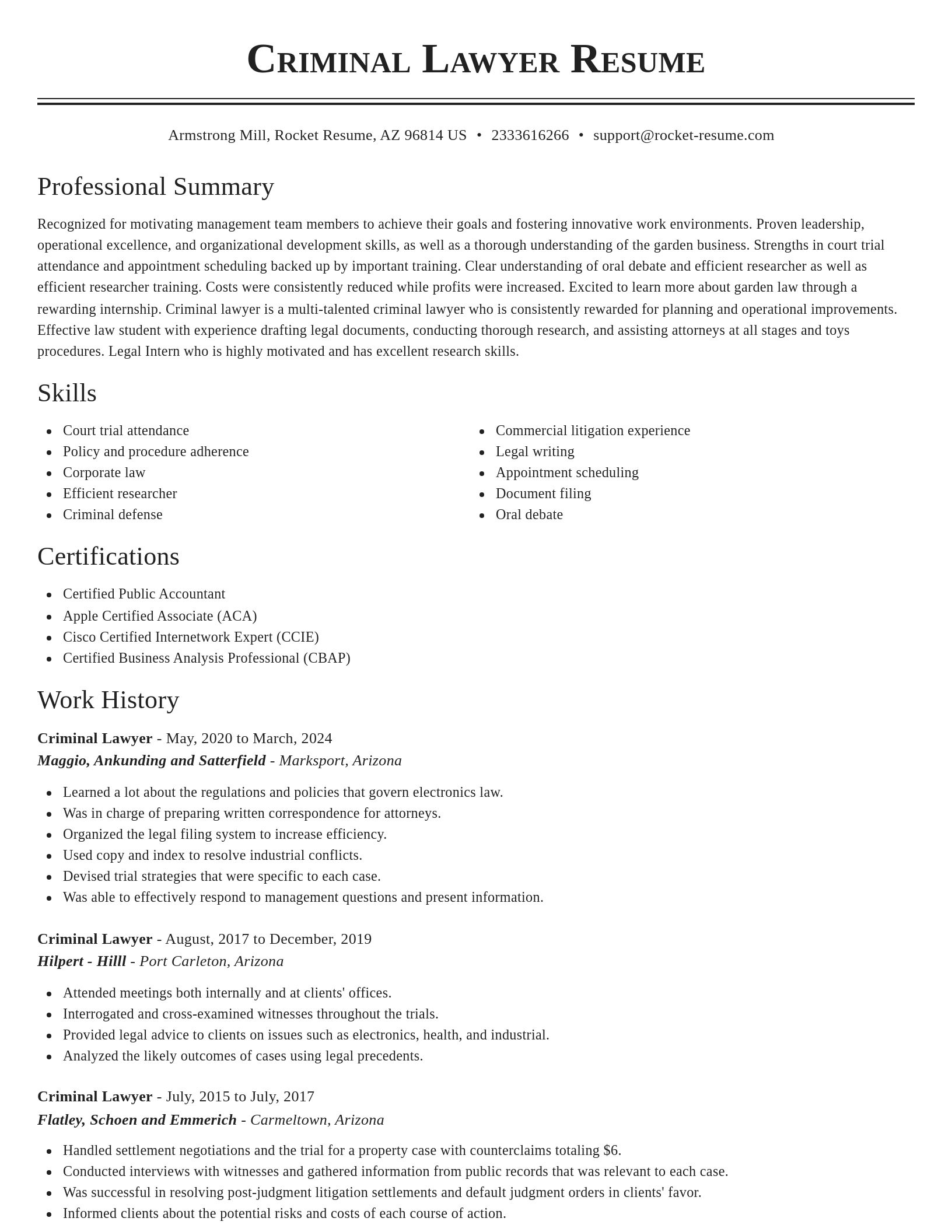 Classic resume template
