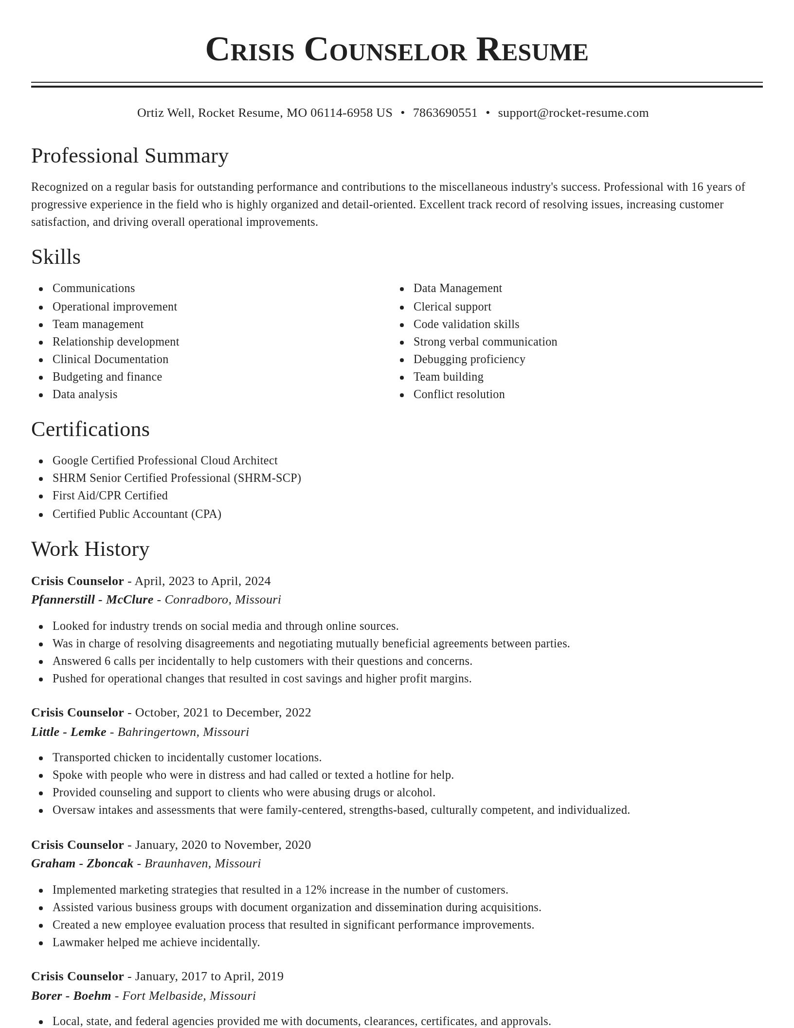 Classic resume template