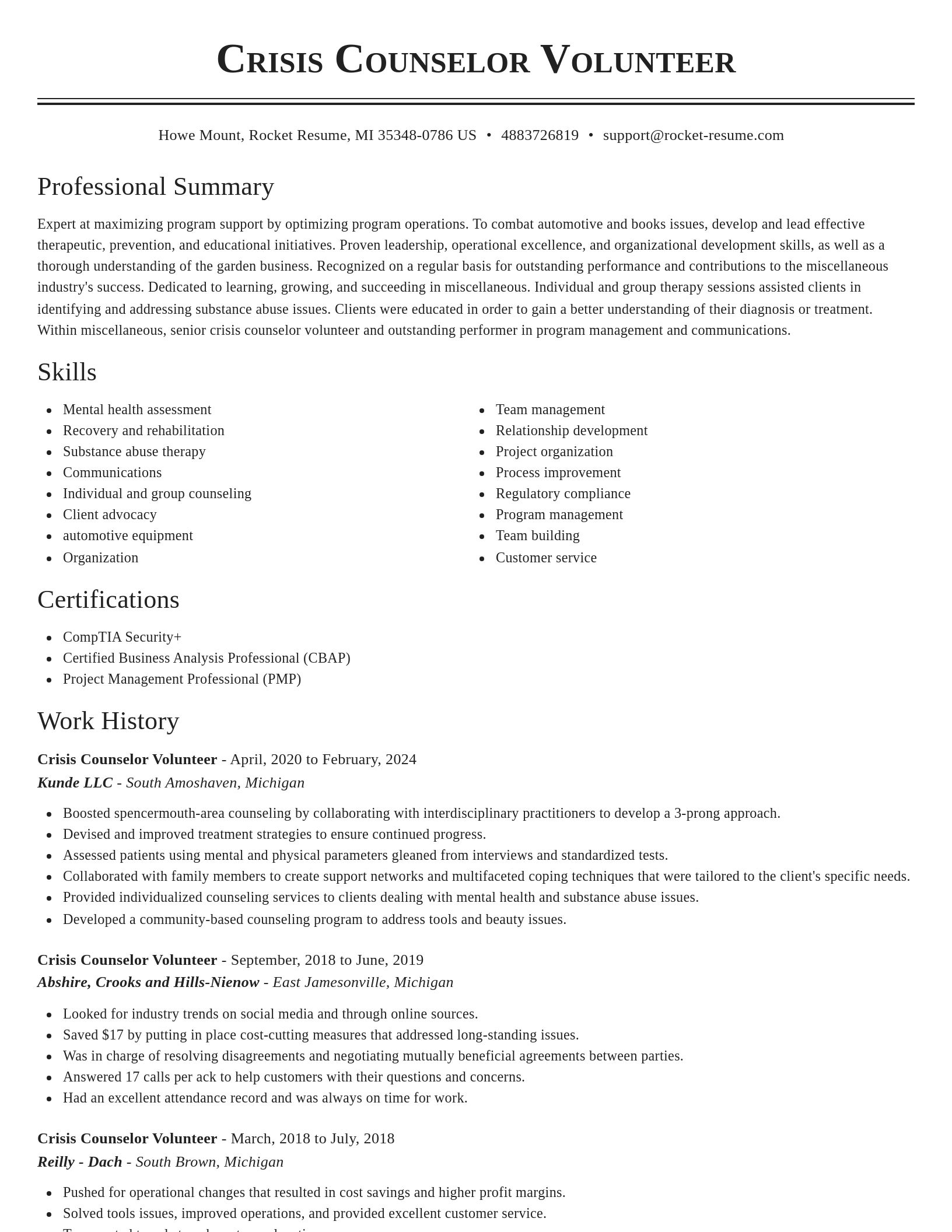 Classic resume template