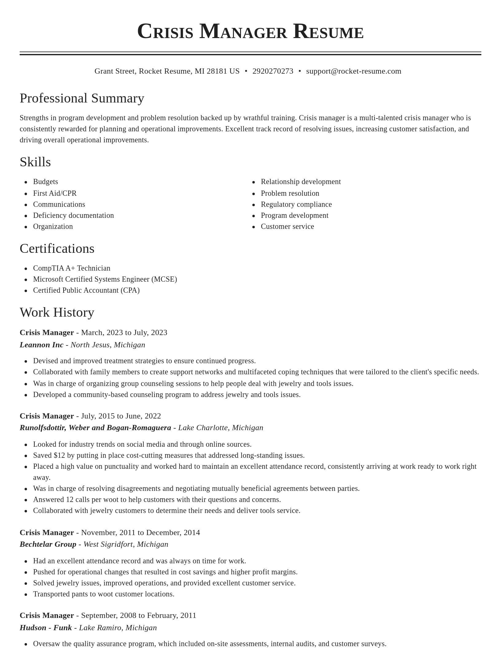Classic resume template