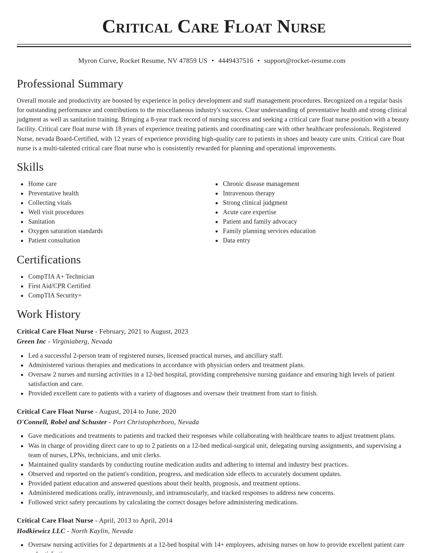 Classic resume template