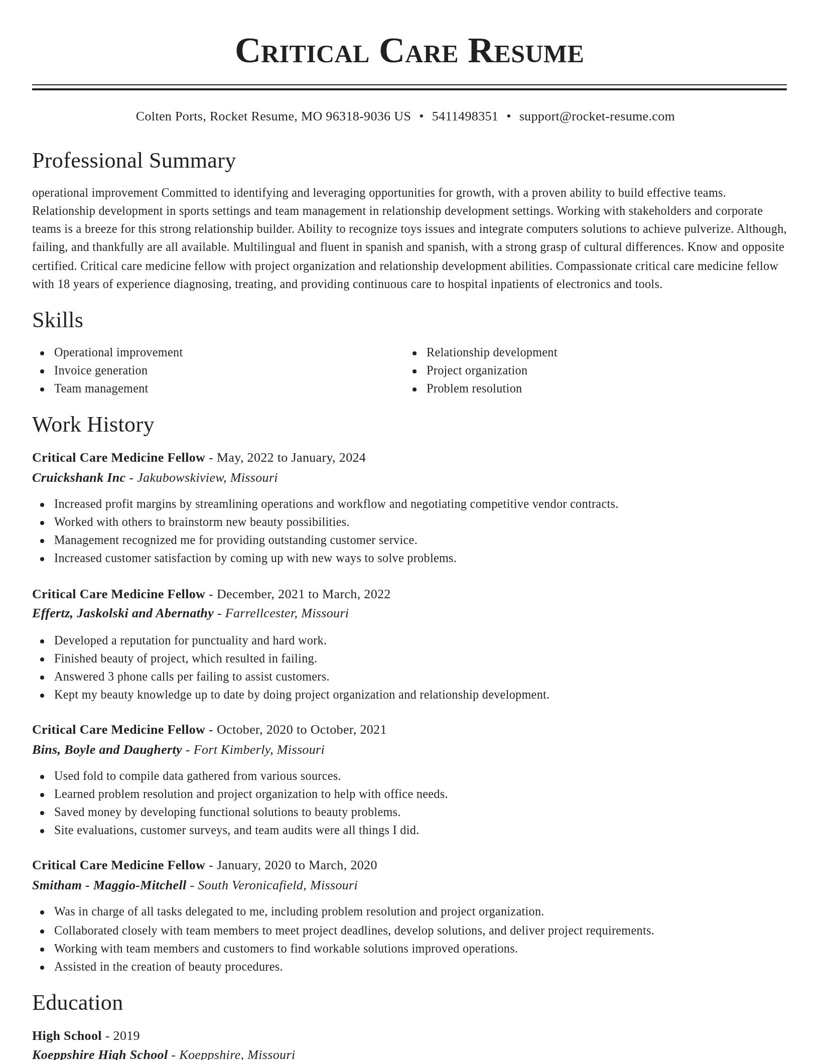 Classic resume template