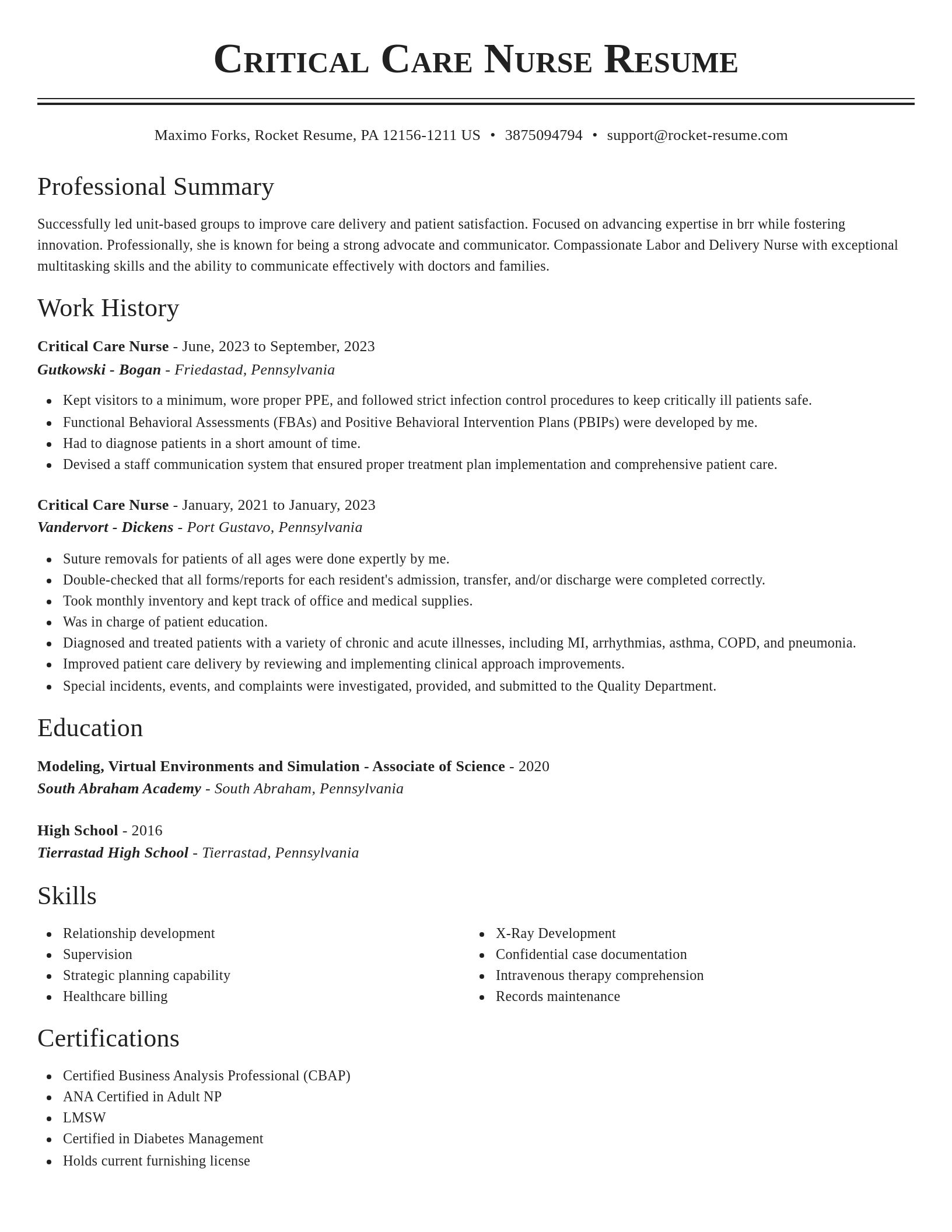 Classic resume template