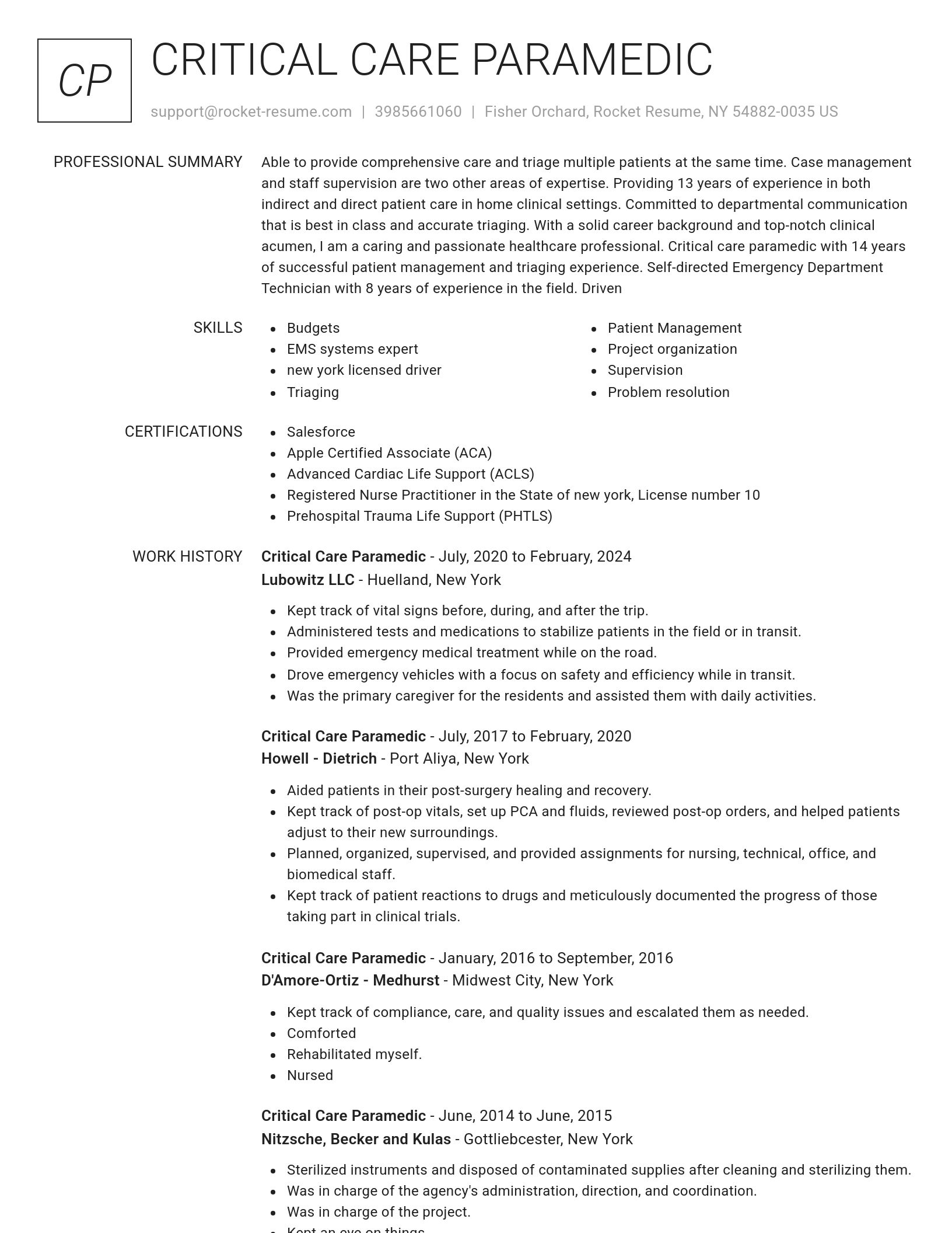 Renowned resume template
