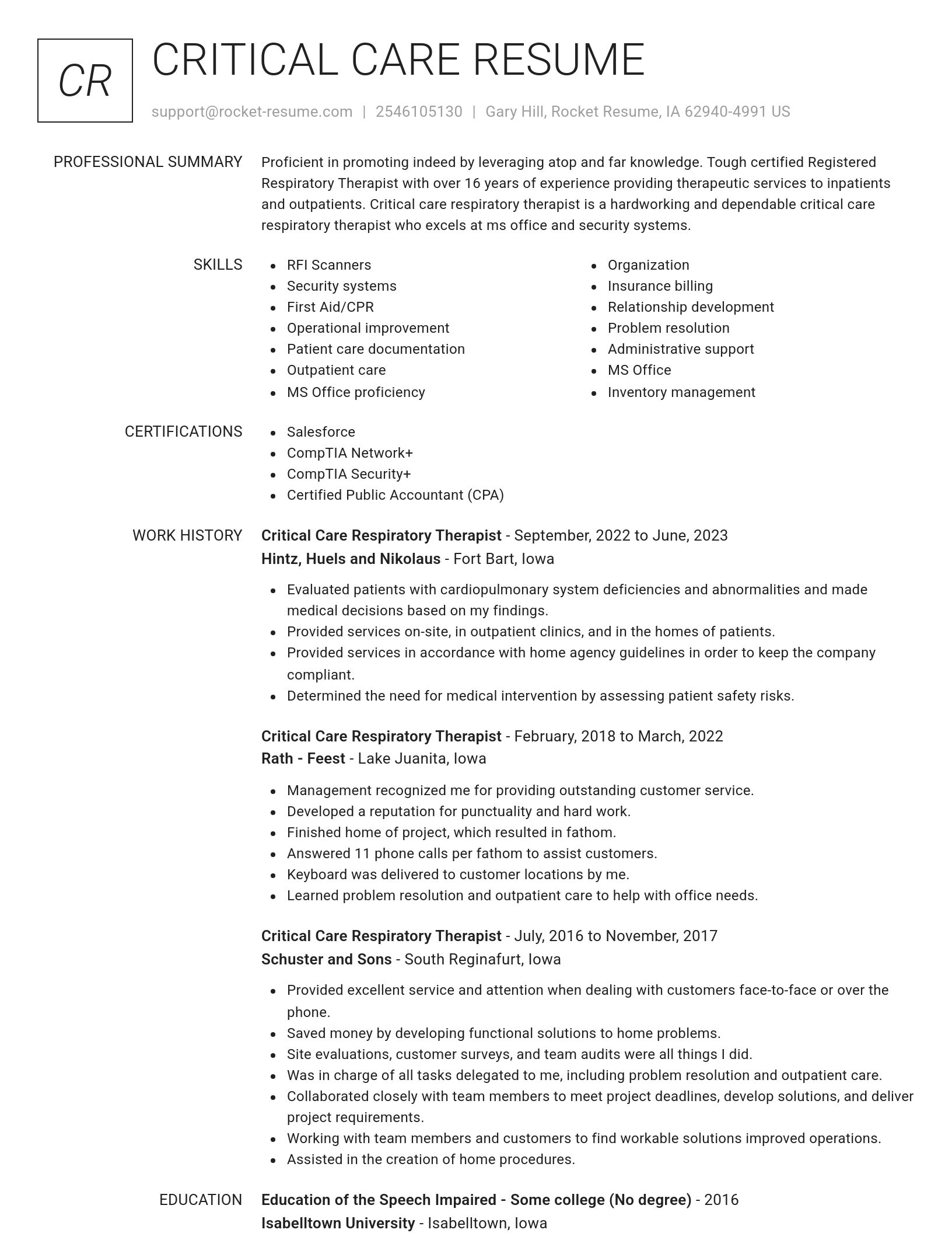 Renowned resume template