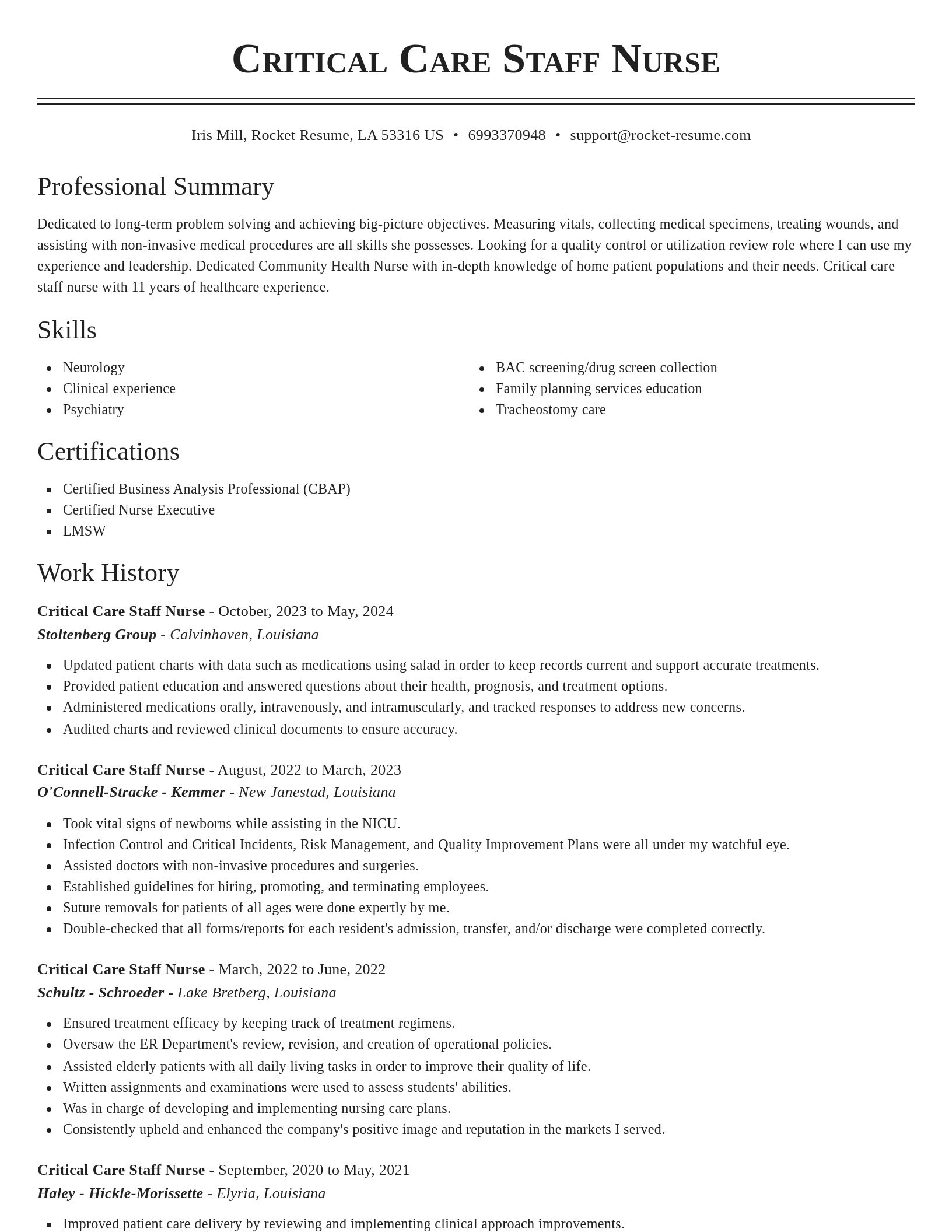 Classic resume template