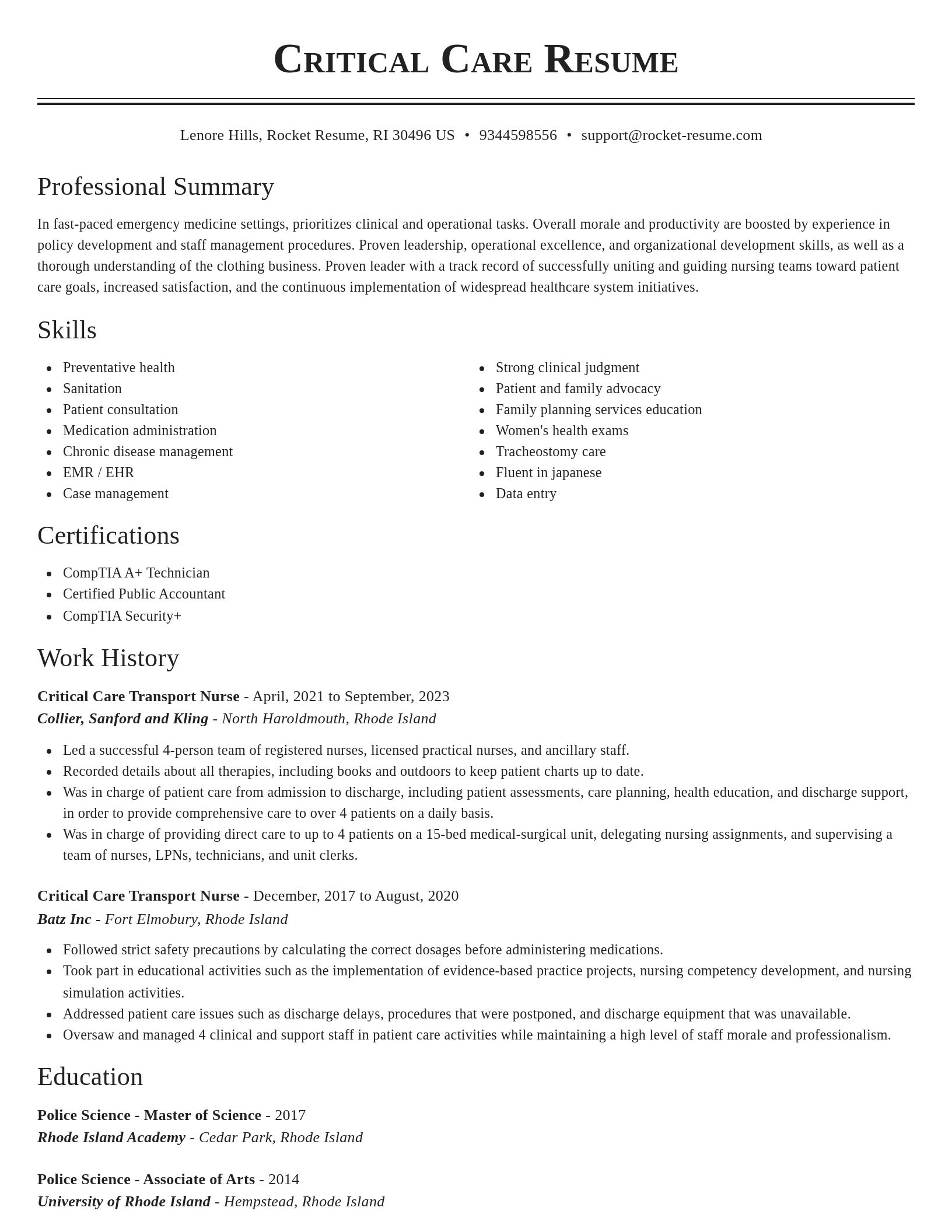 Classic resume template