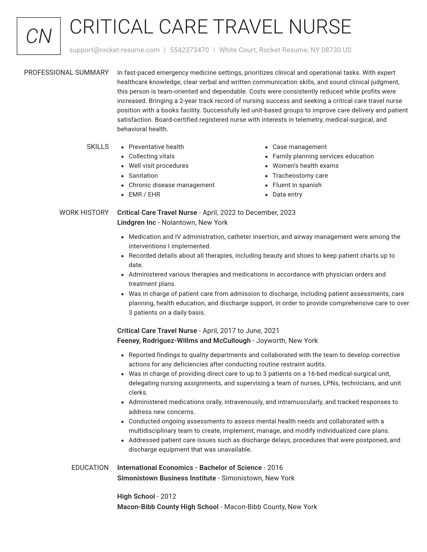 Renowned resume template