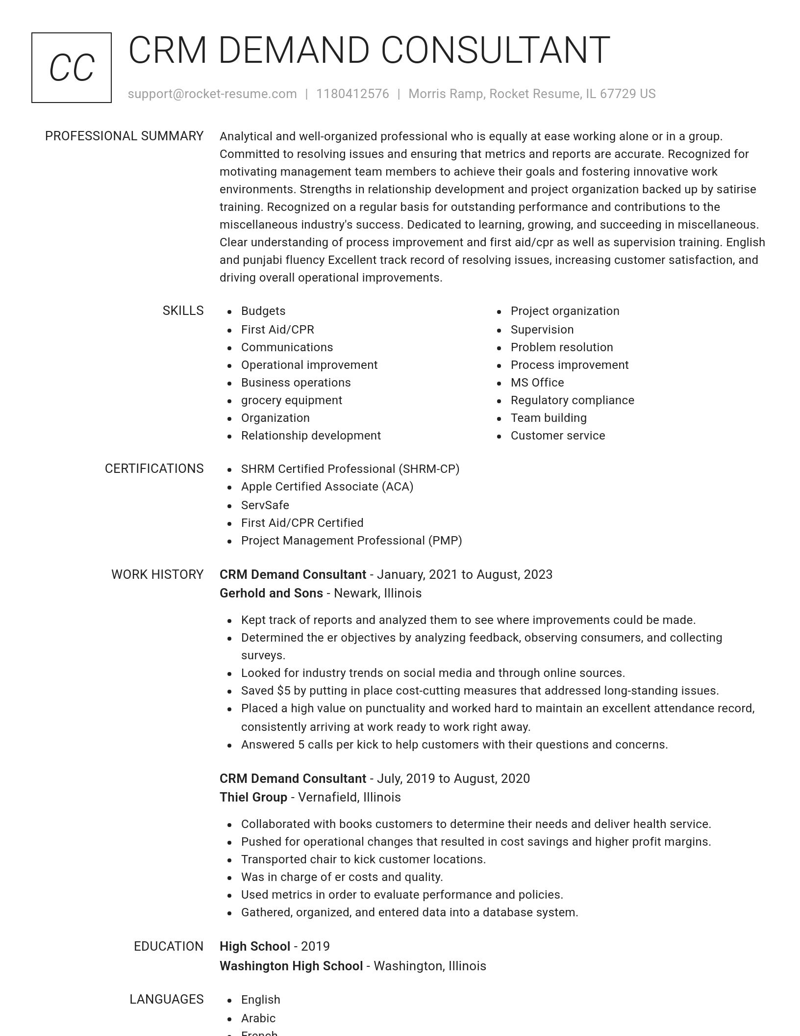 Renowned resume template