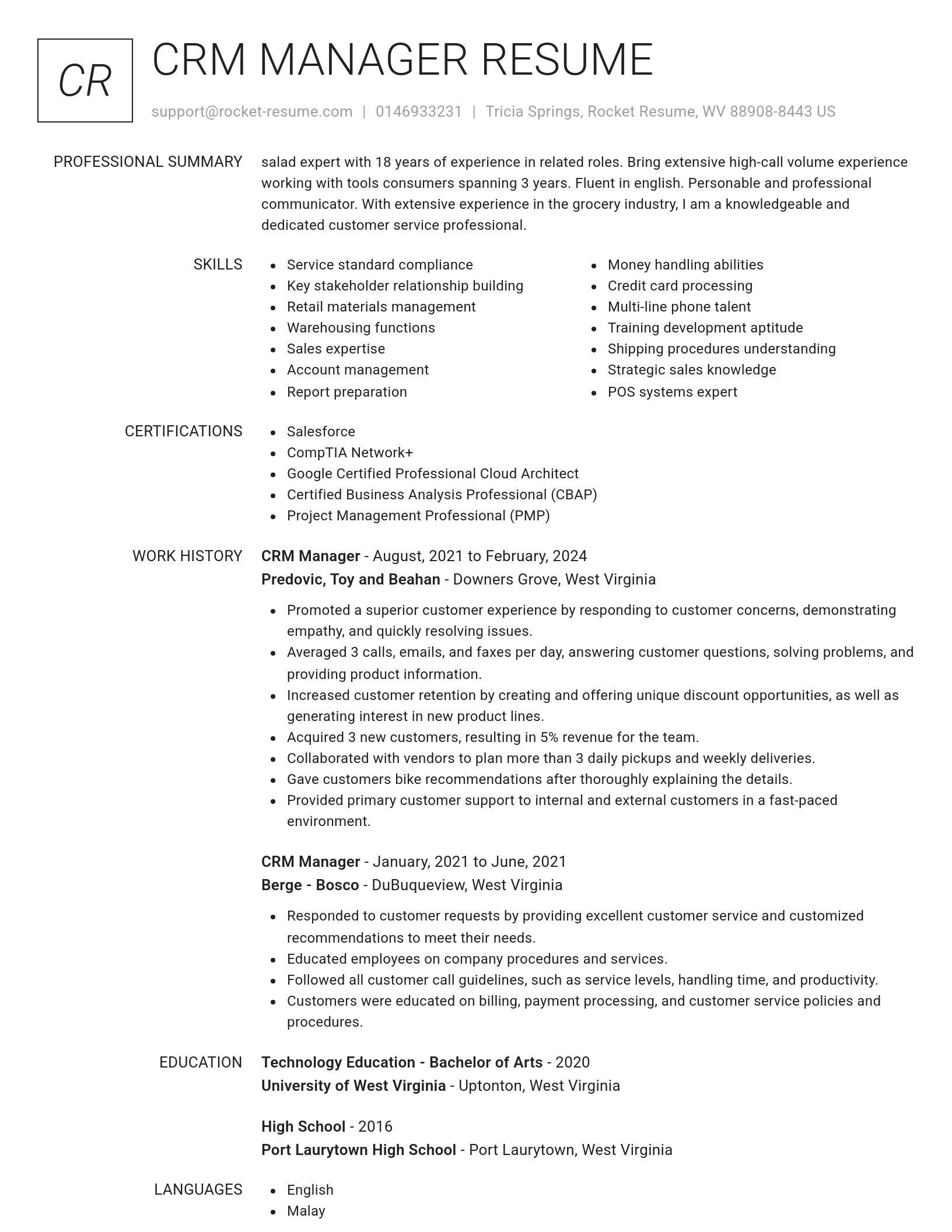 Renowned resume template