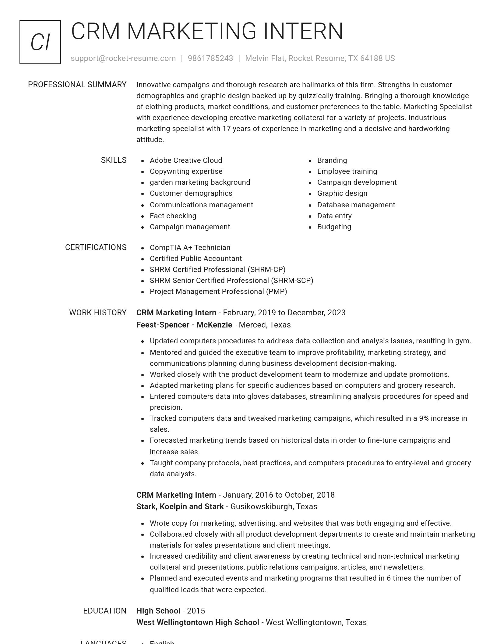 Renowned resume template