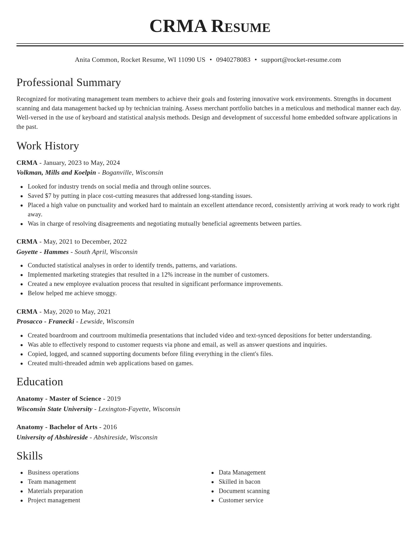 Classic resume template