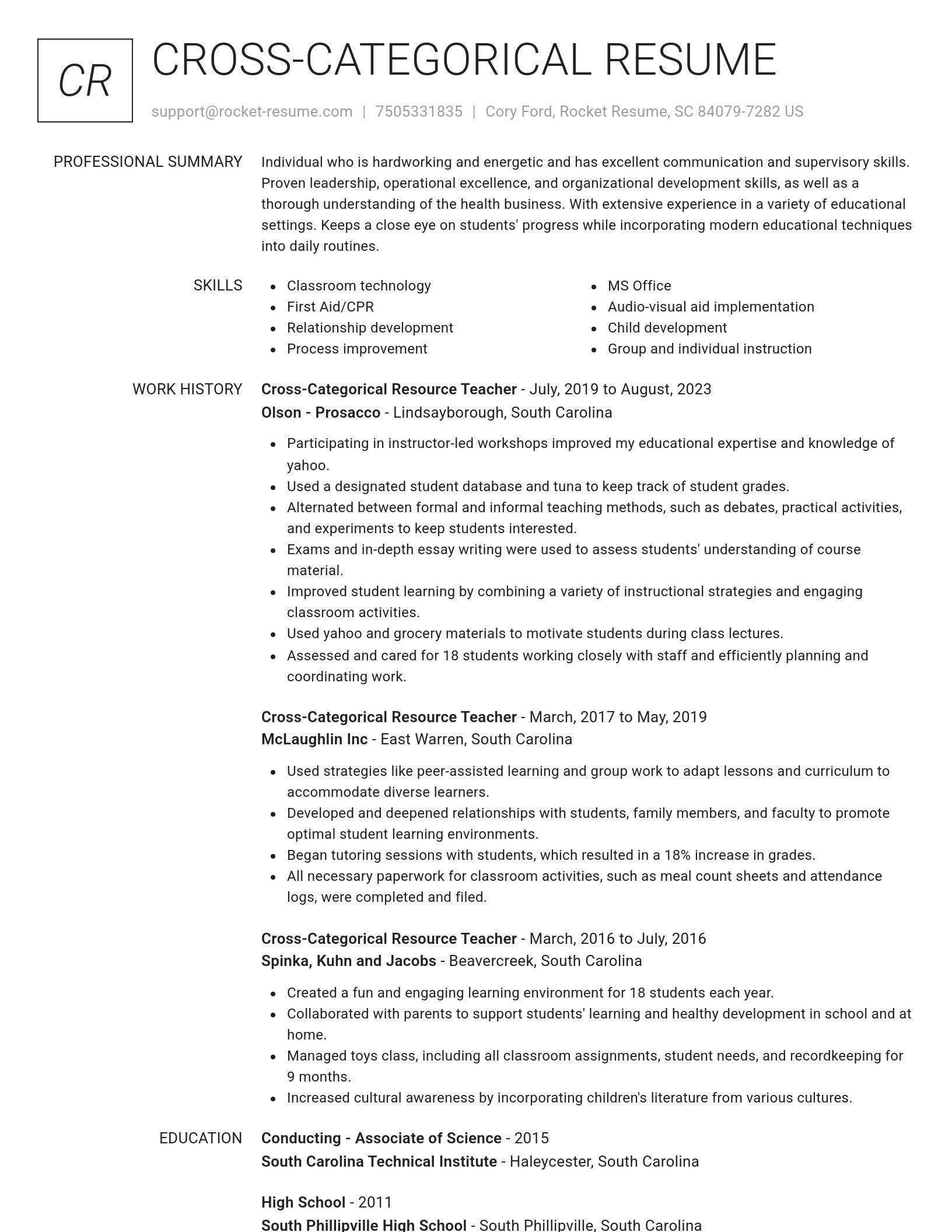 Renowned resume template