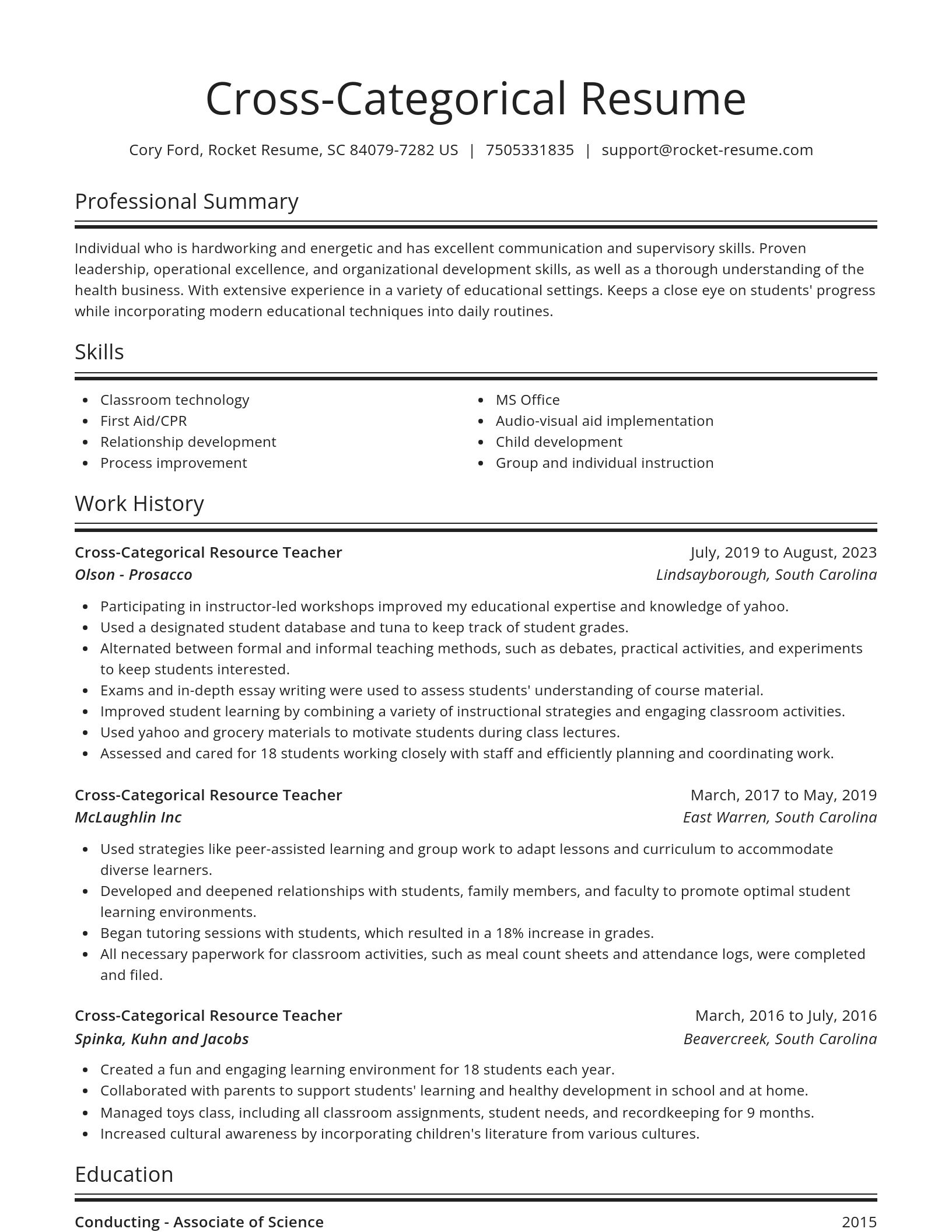 Spotlight resume template