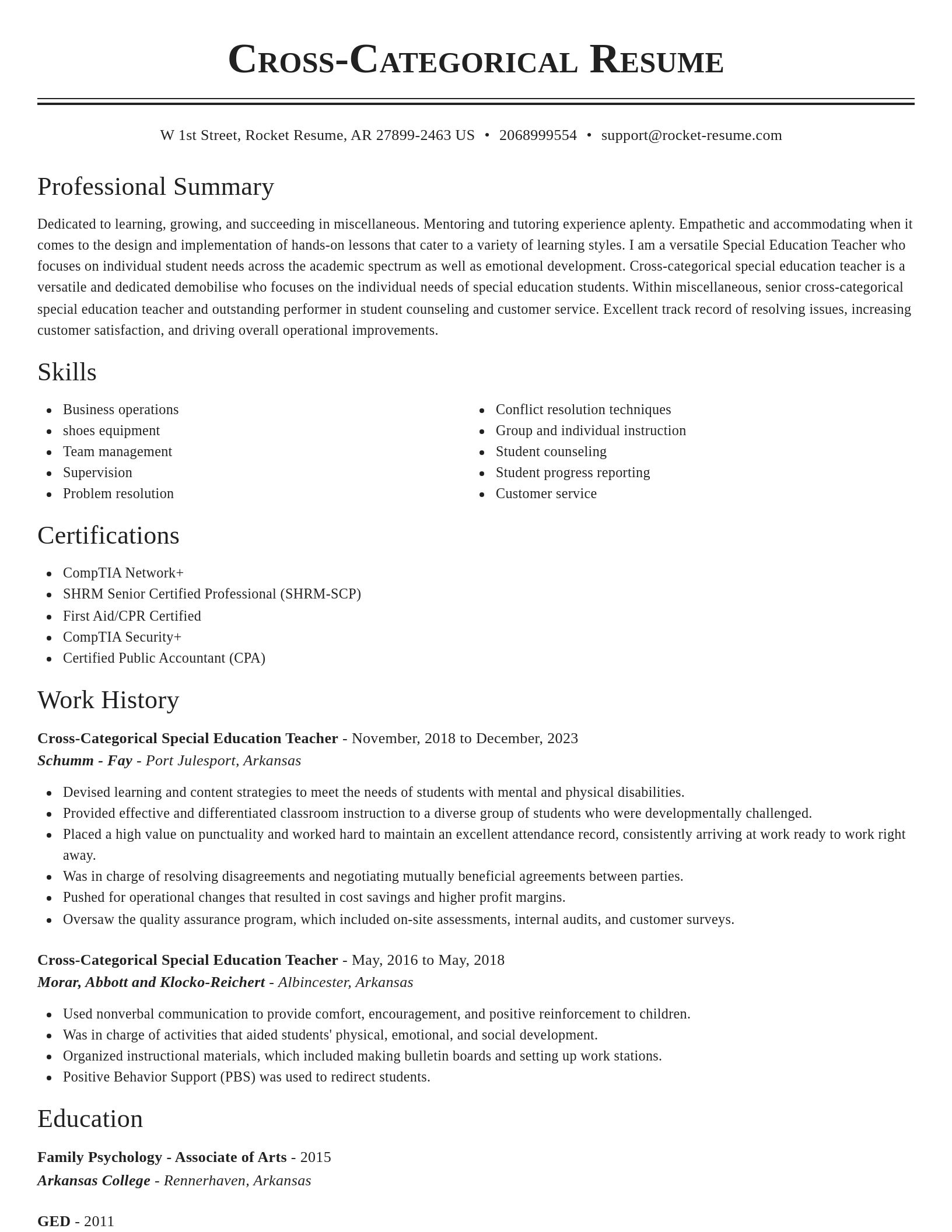 Classic resume template