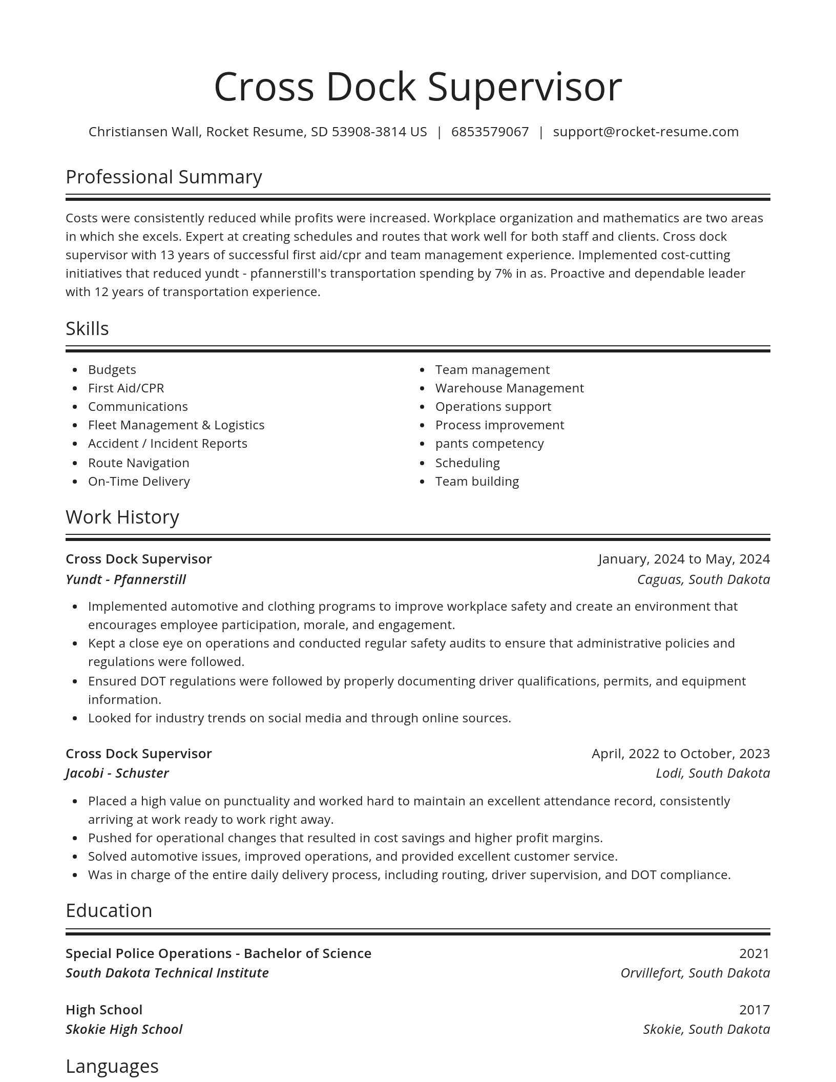 Spotlight resume template