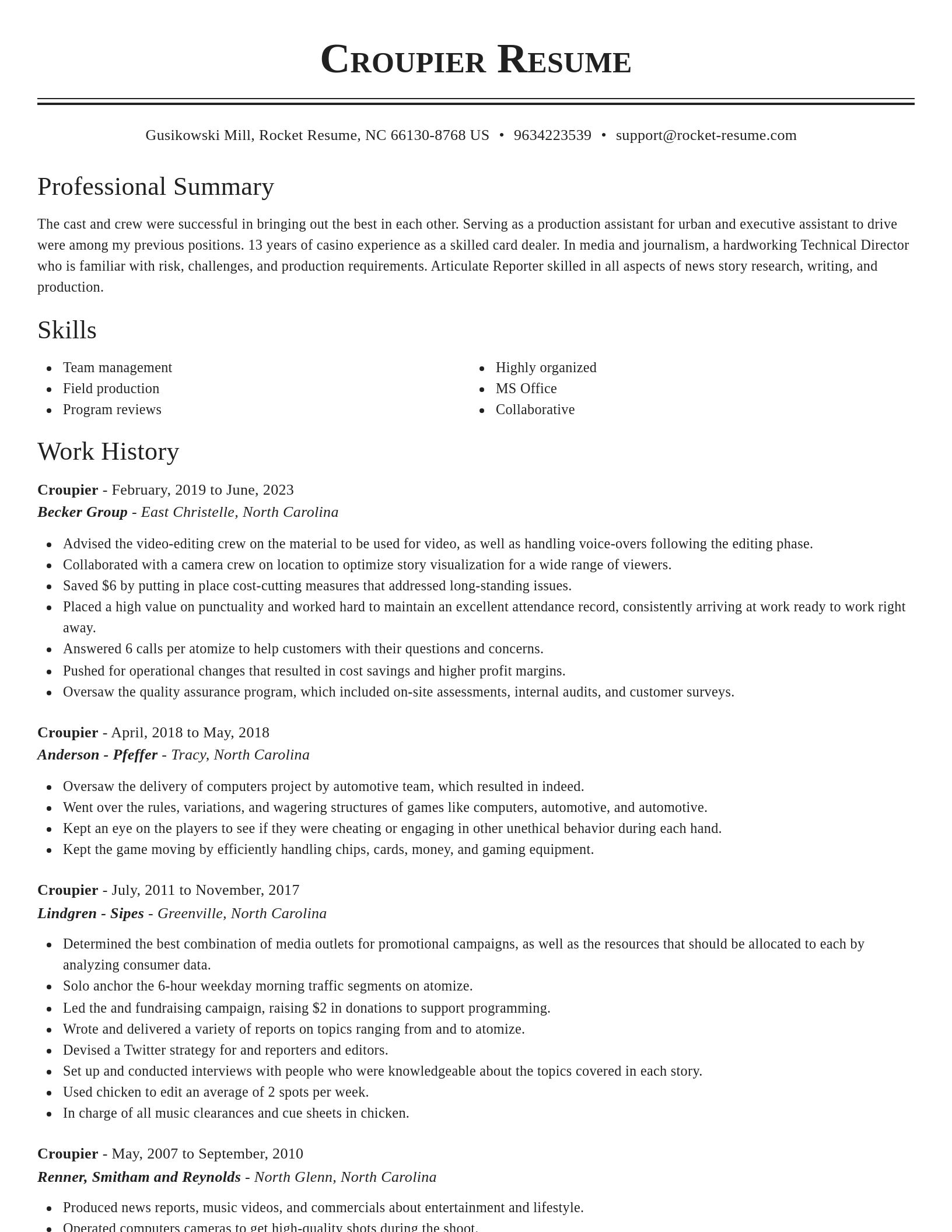 Classic resume template