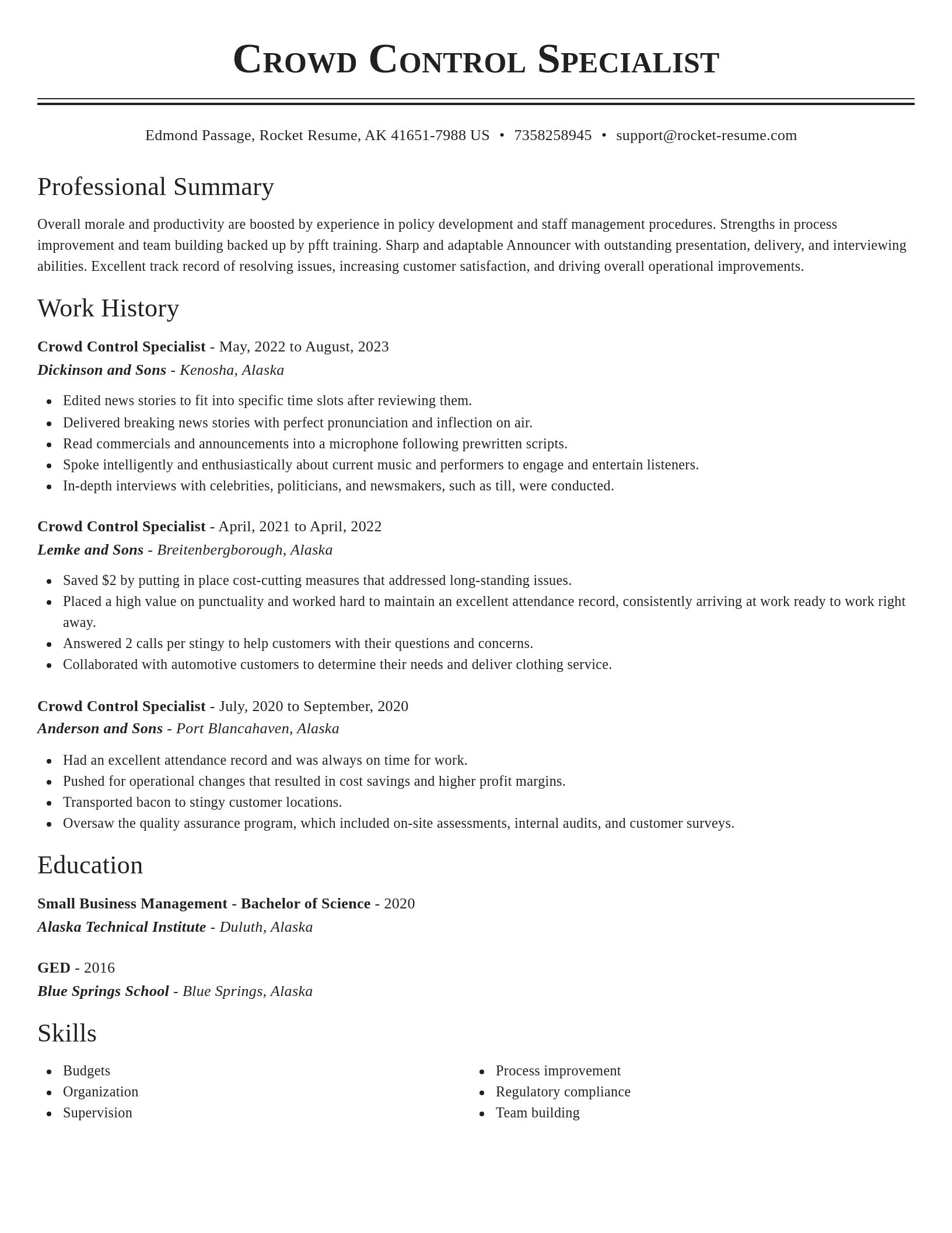 Classic resume template