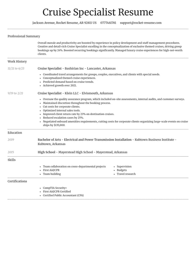 Dignified resume template