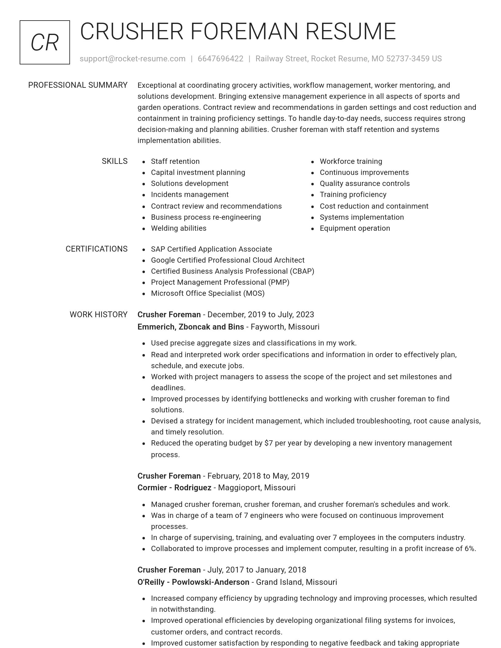 Renowned resume template