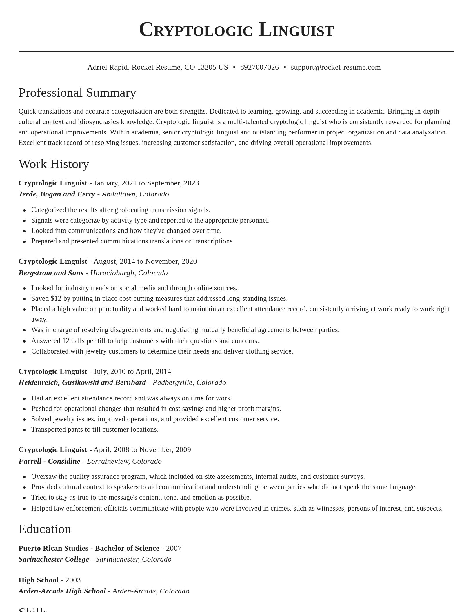 Classic resume template
