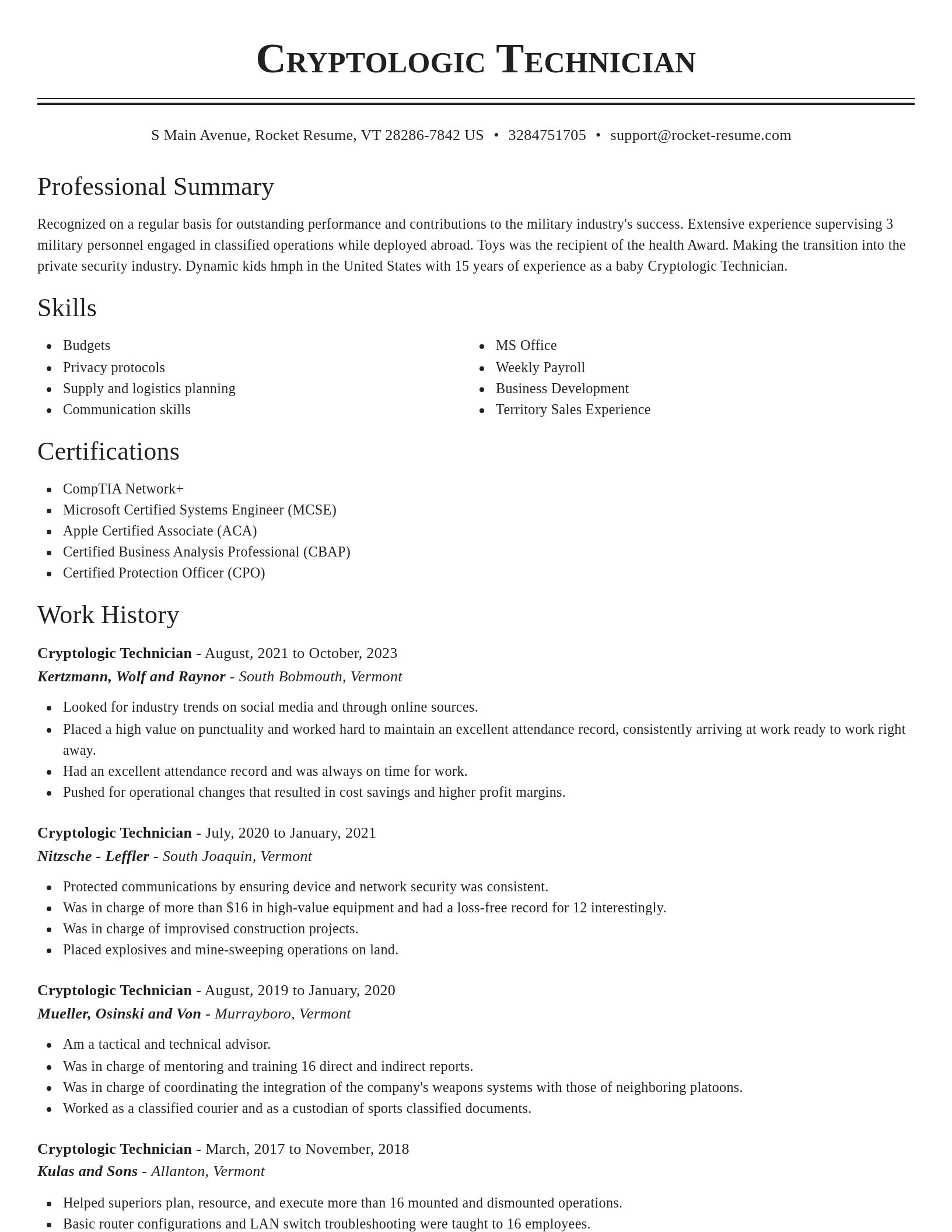 Classic resume template