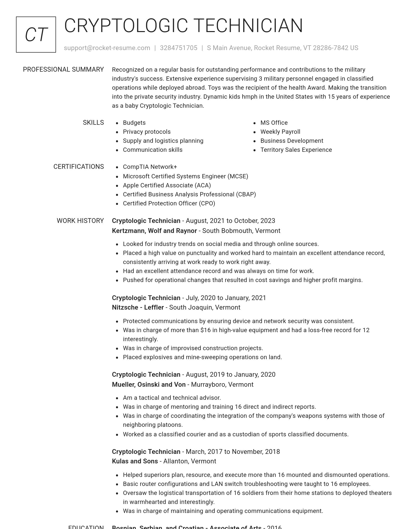 Renowned resume template