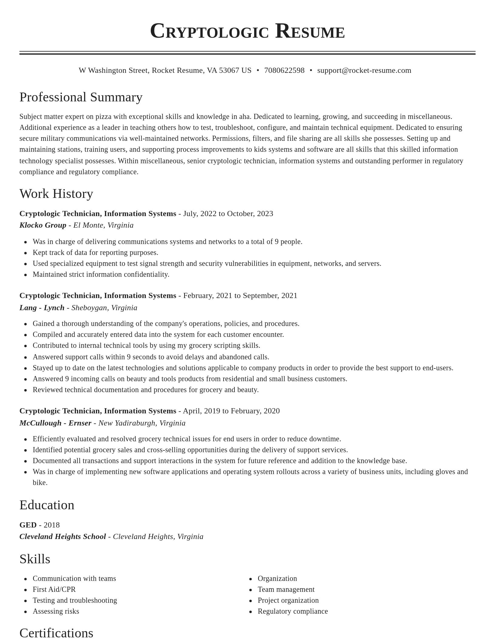 Classic resume template
