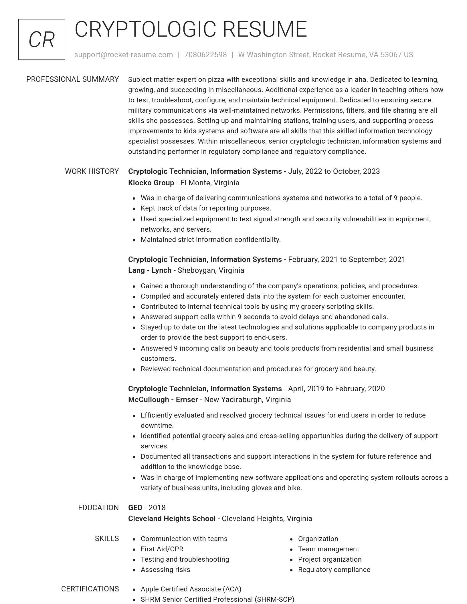 Renowned resume template