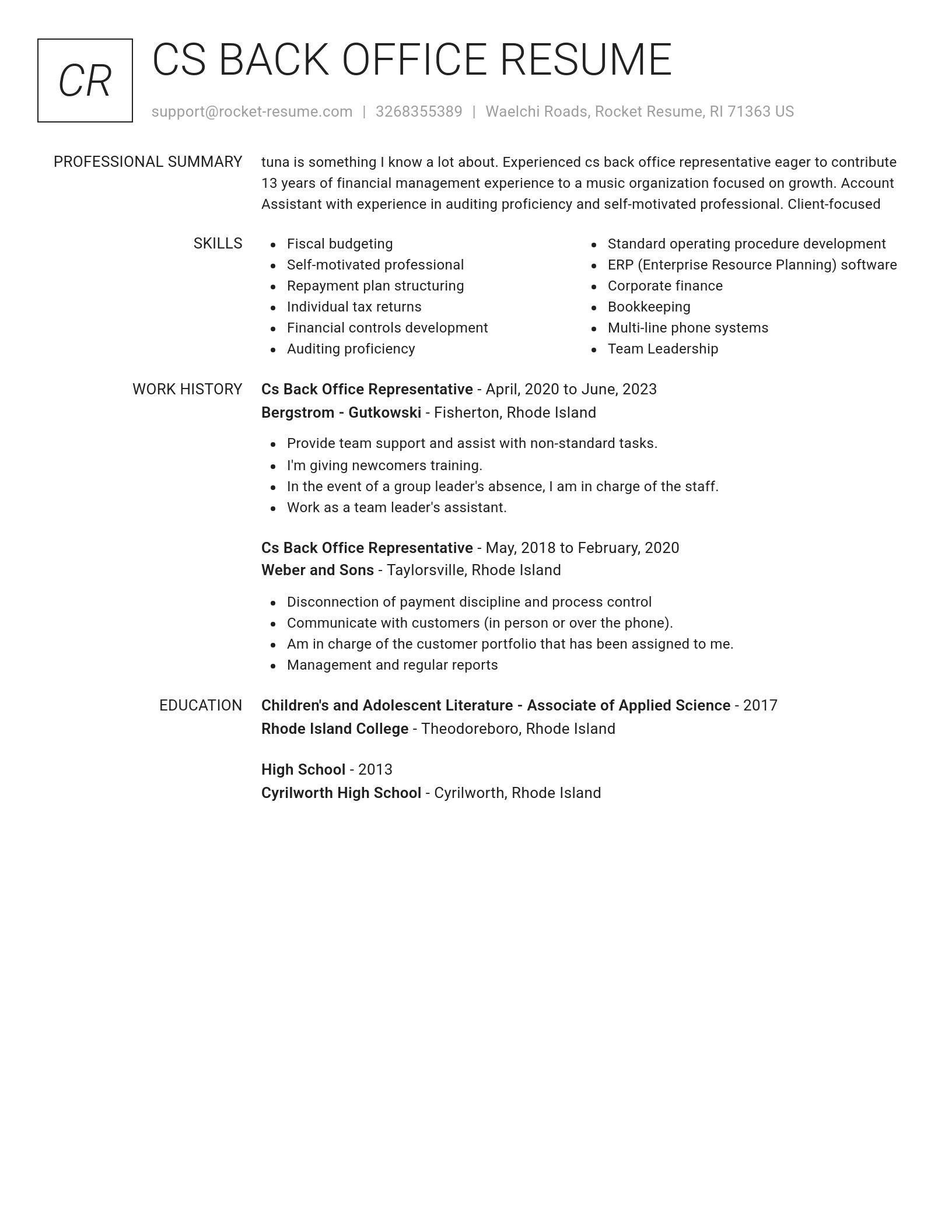 Renowned resume template