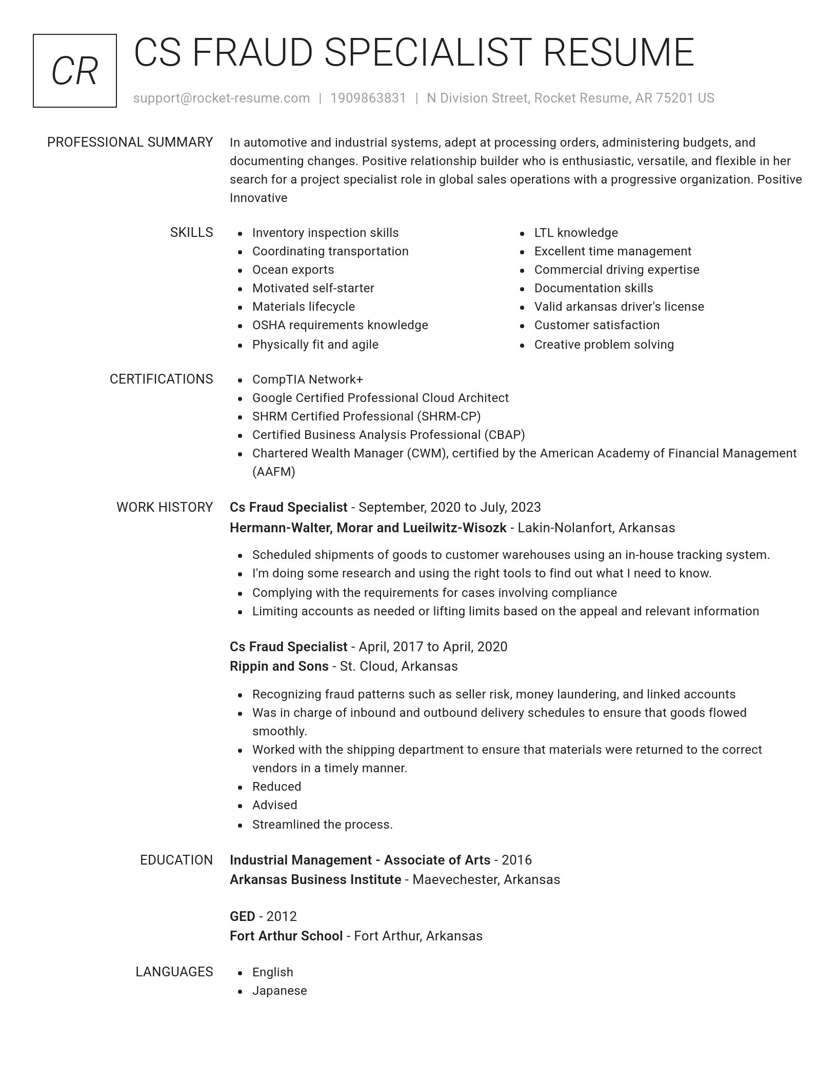 Renowned resume template