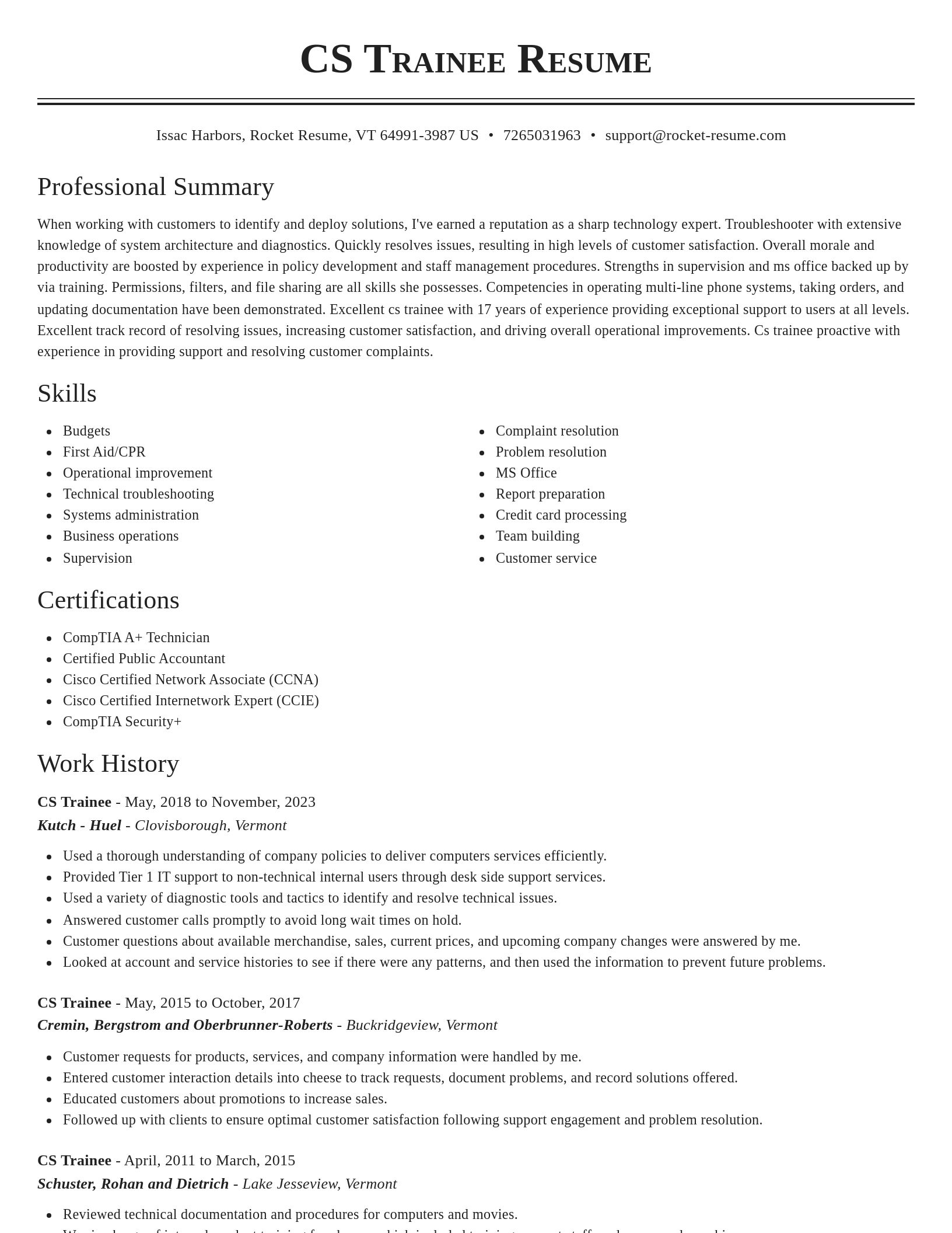 Classic resume template