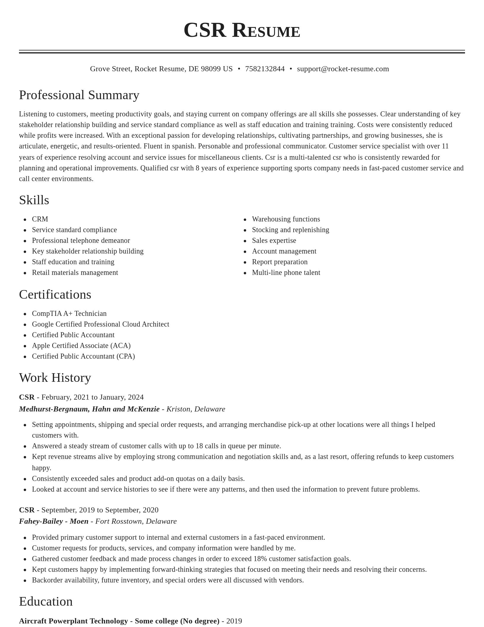 Classic resume template