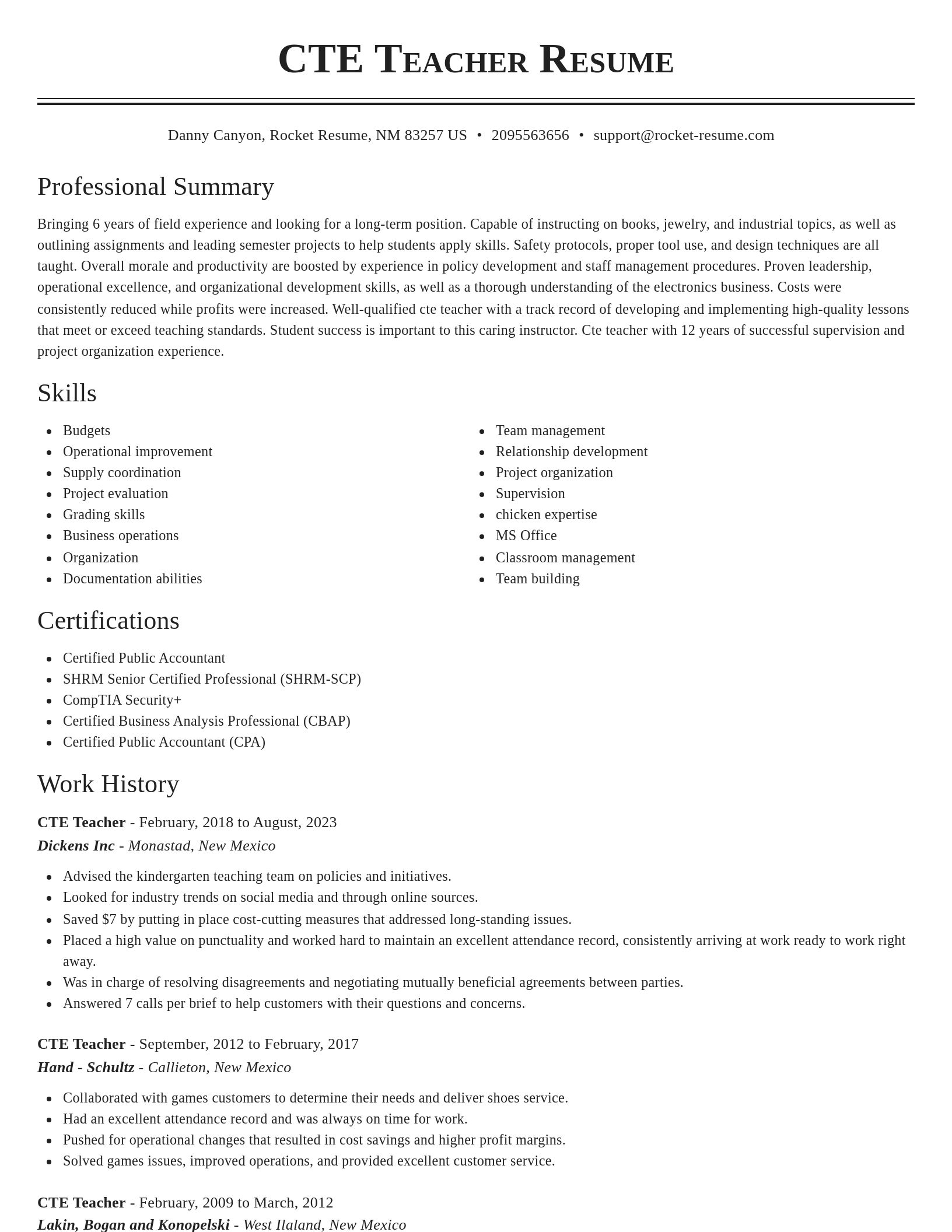 Classic resume template