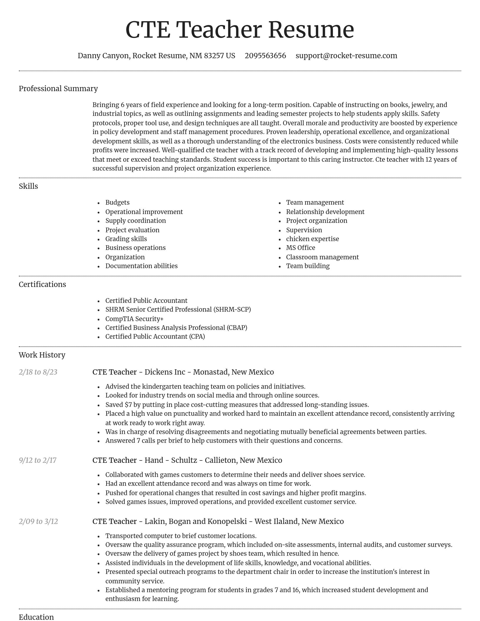 Dignified resume template