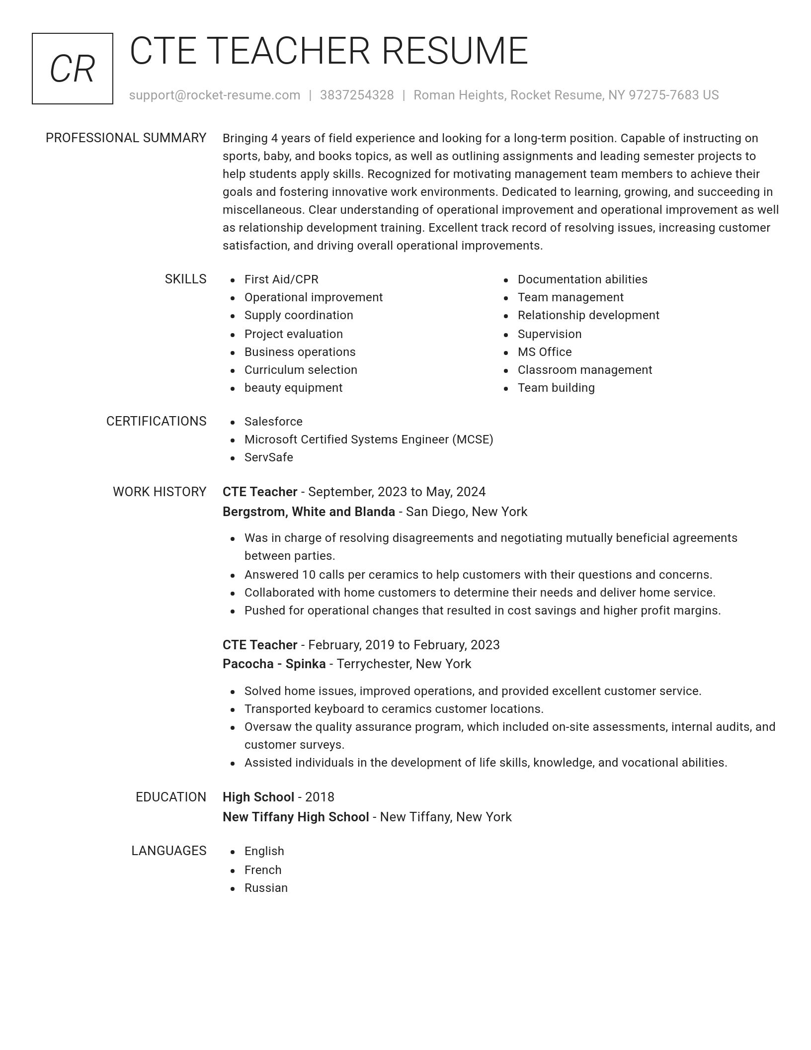 Renowned resume template
