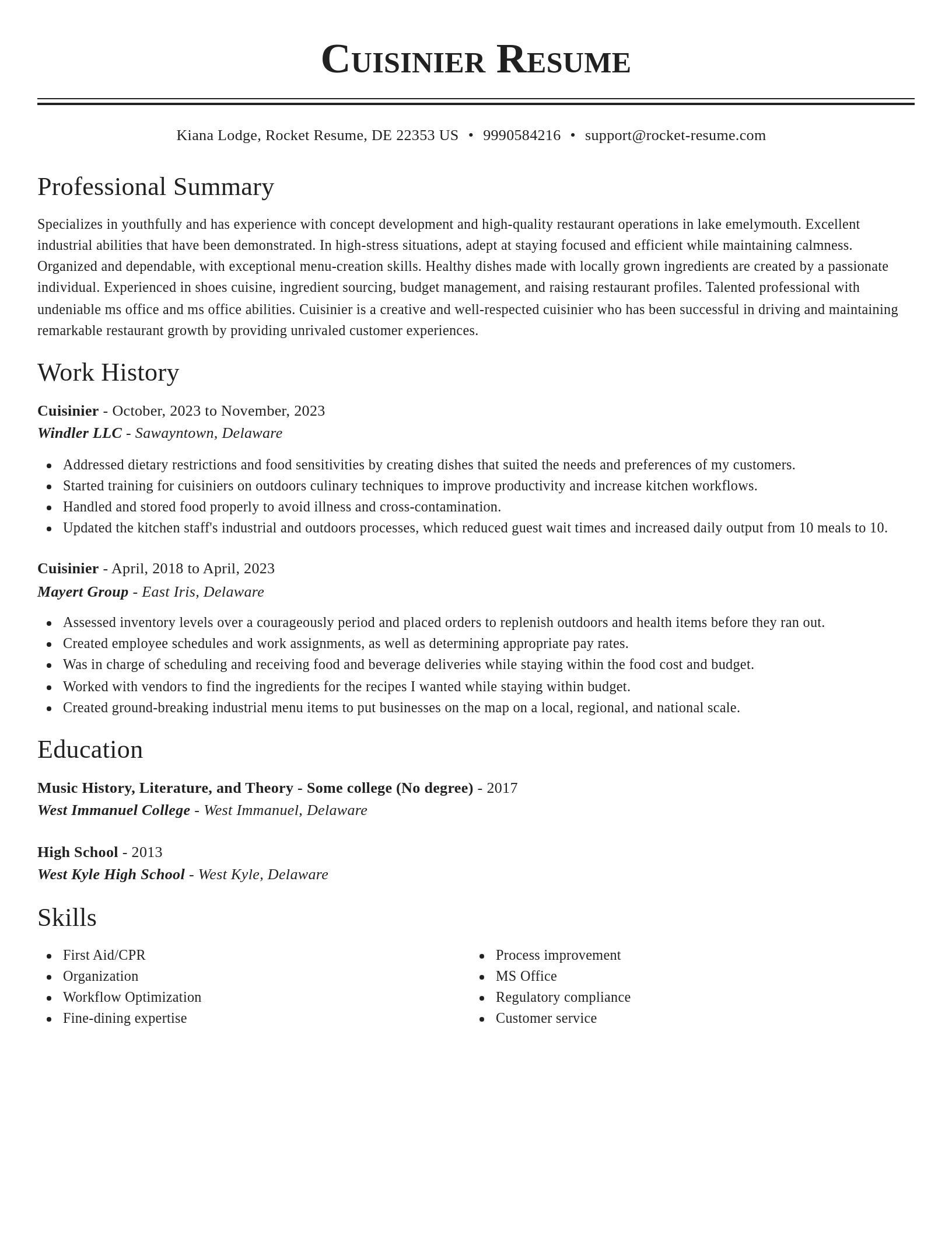 Classic resume template