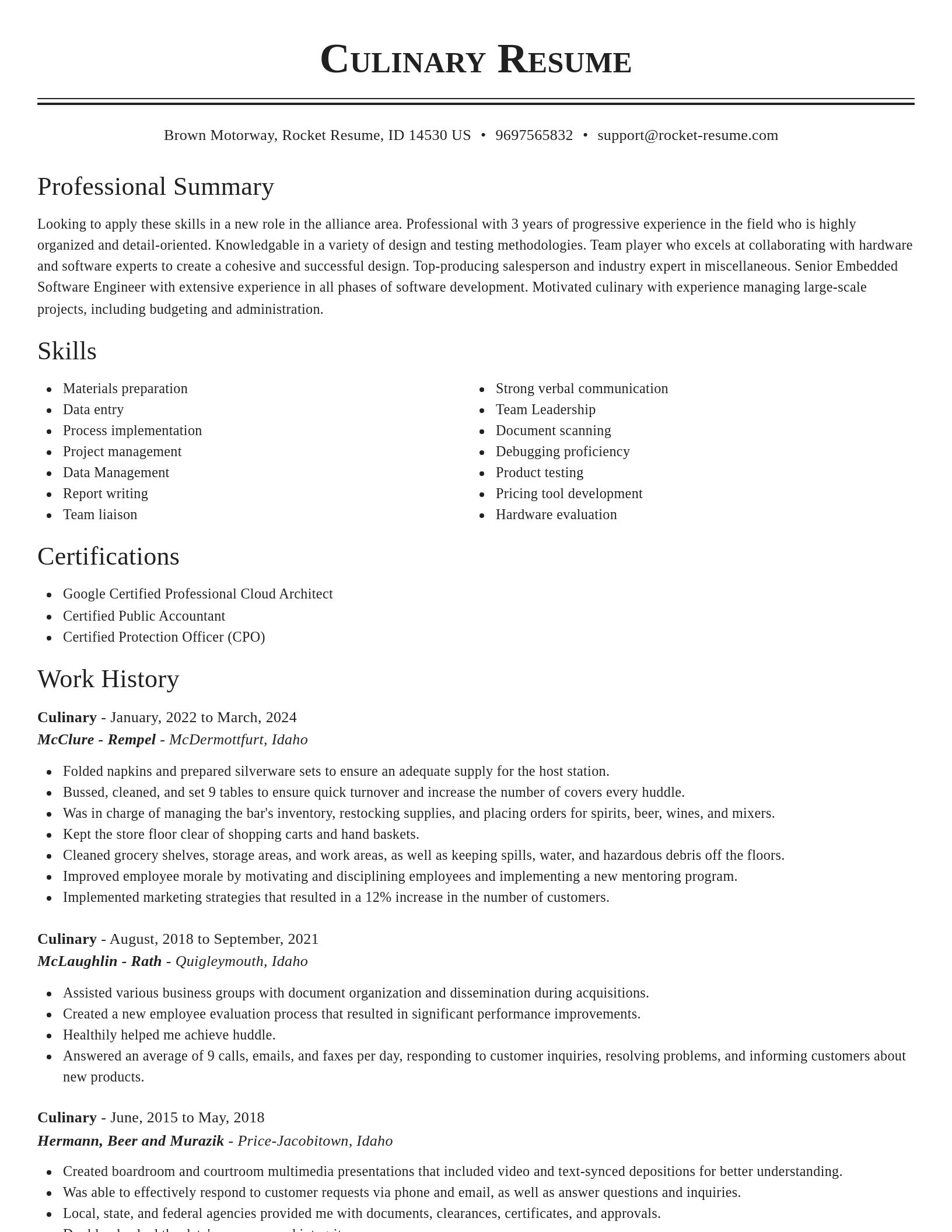 Classic resume template