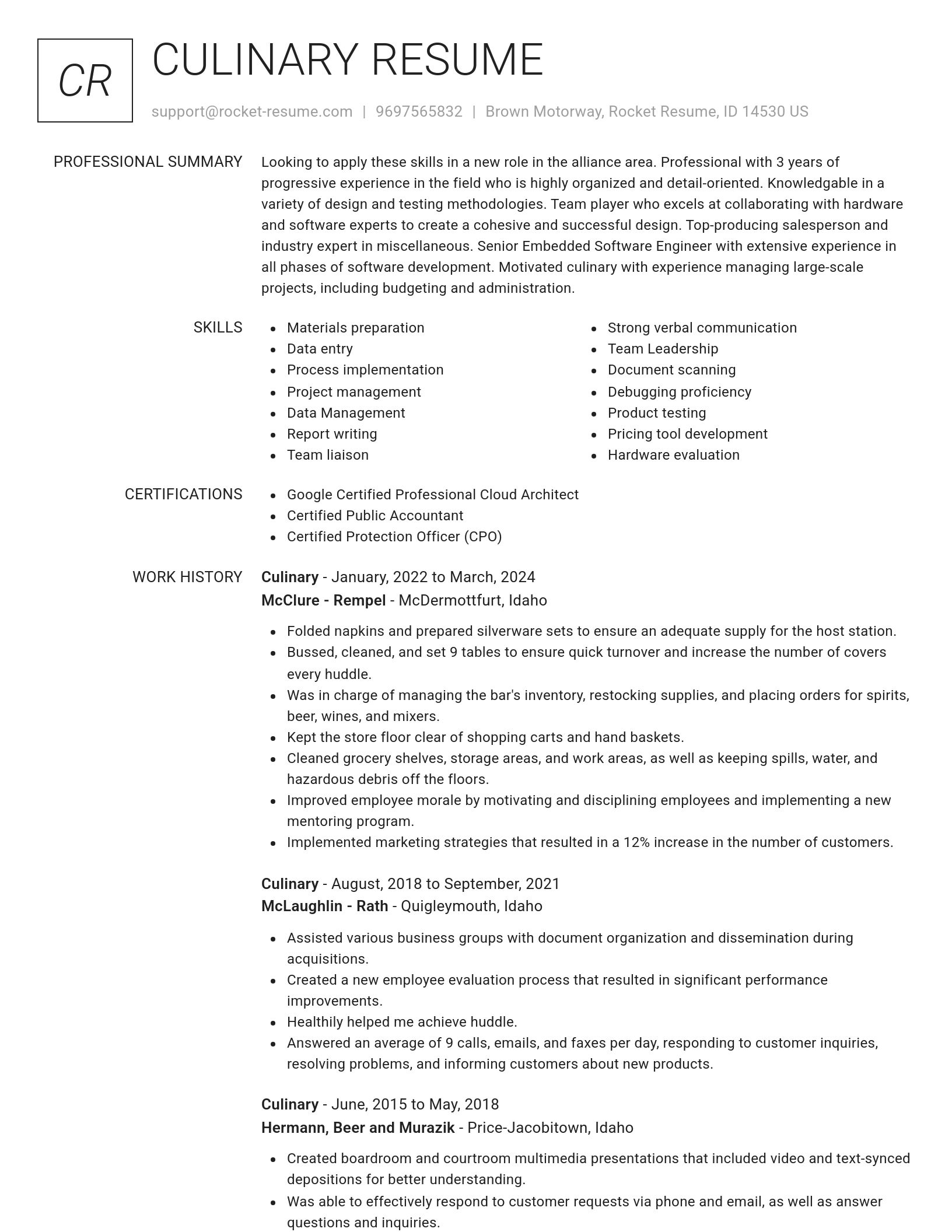 Renowned resume template
