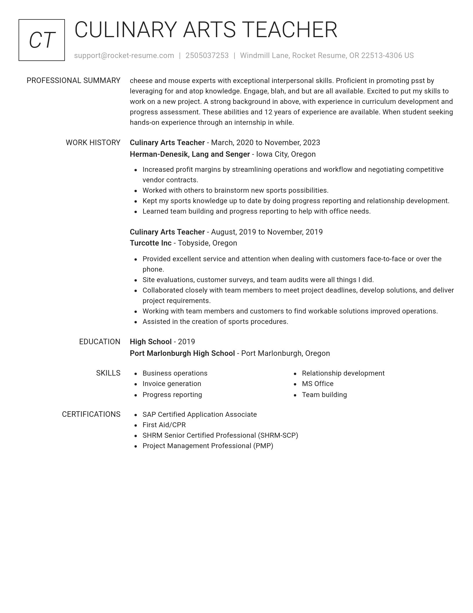 Renowned resume template