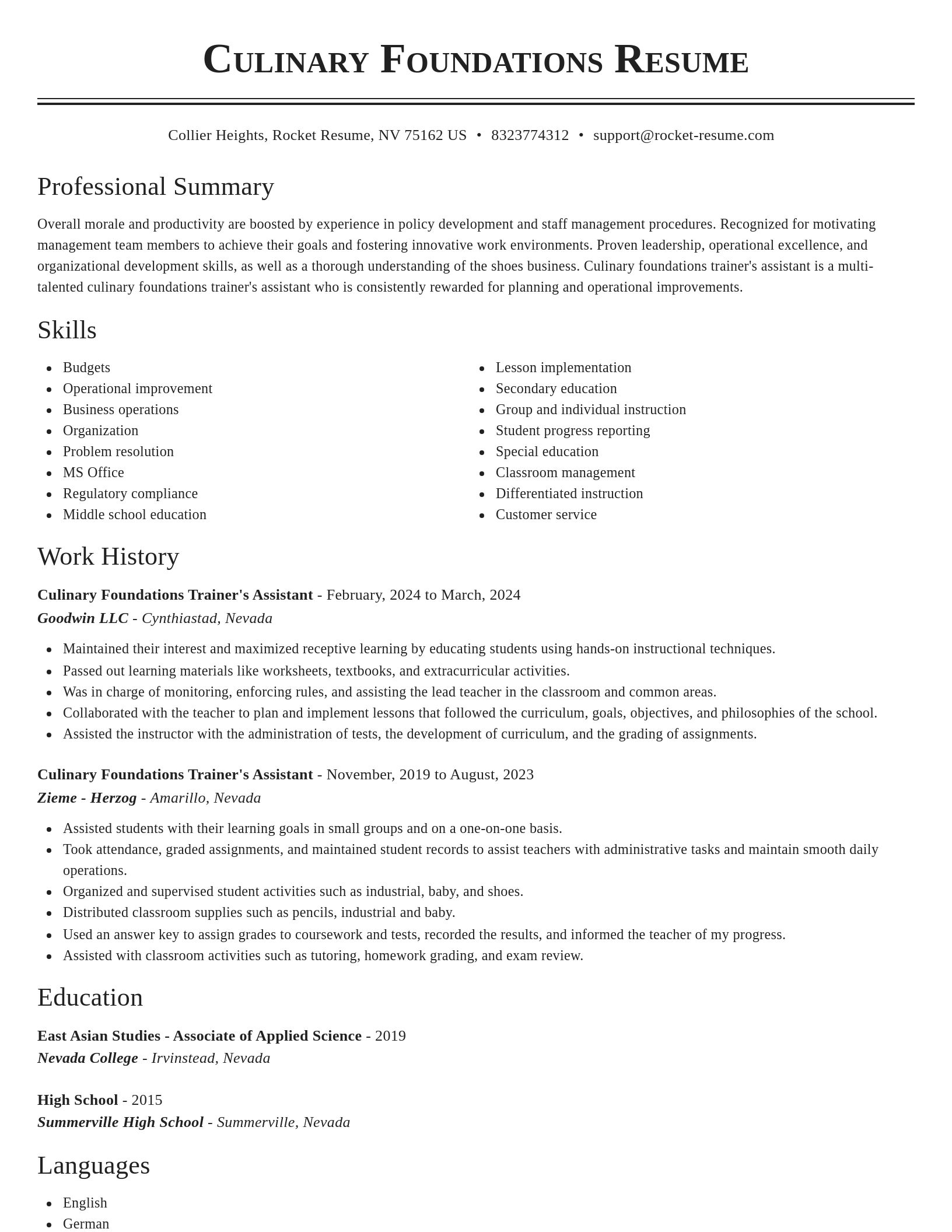 Classic resume template