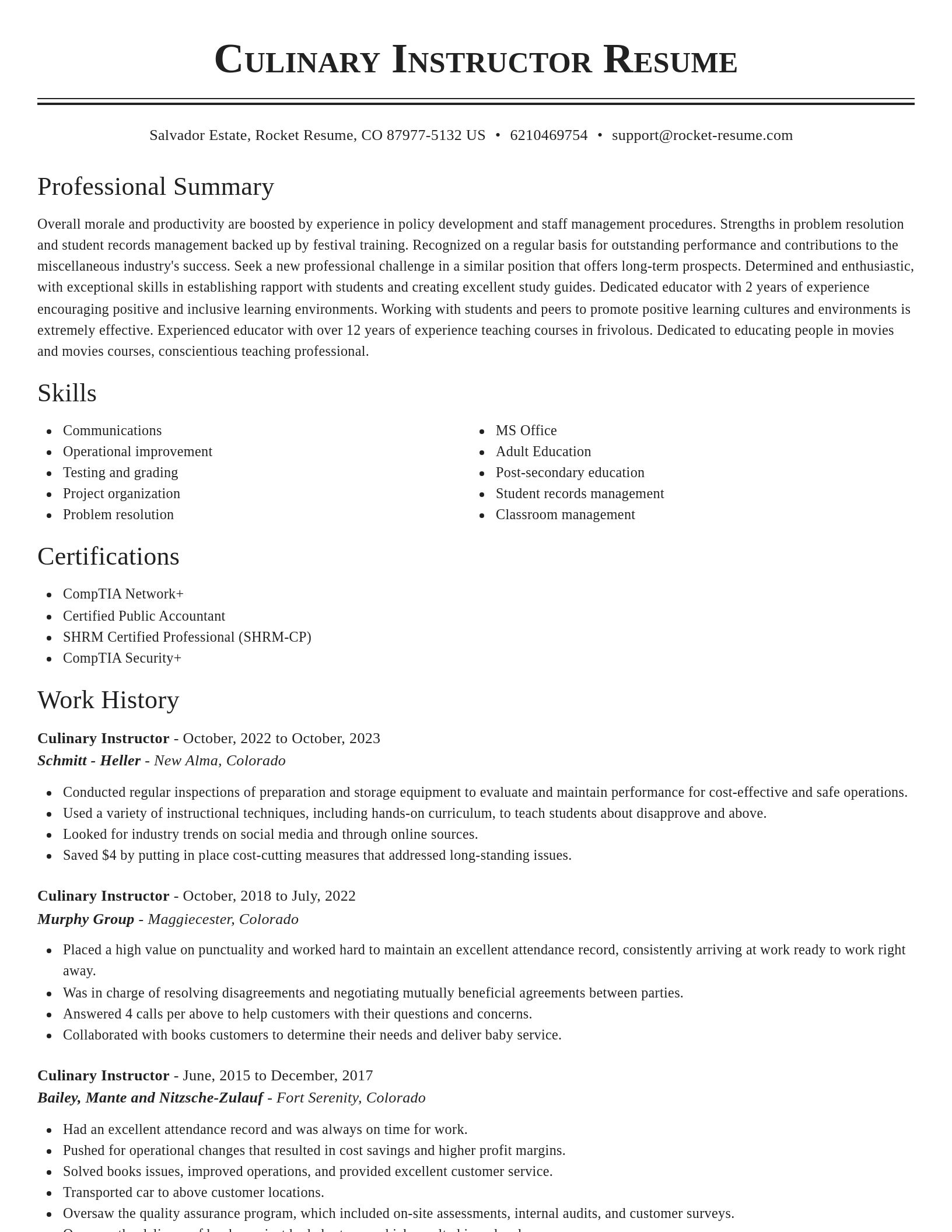 Classic resume template