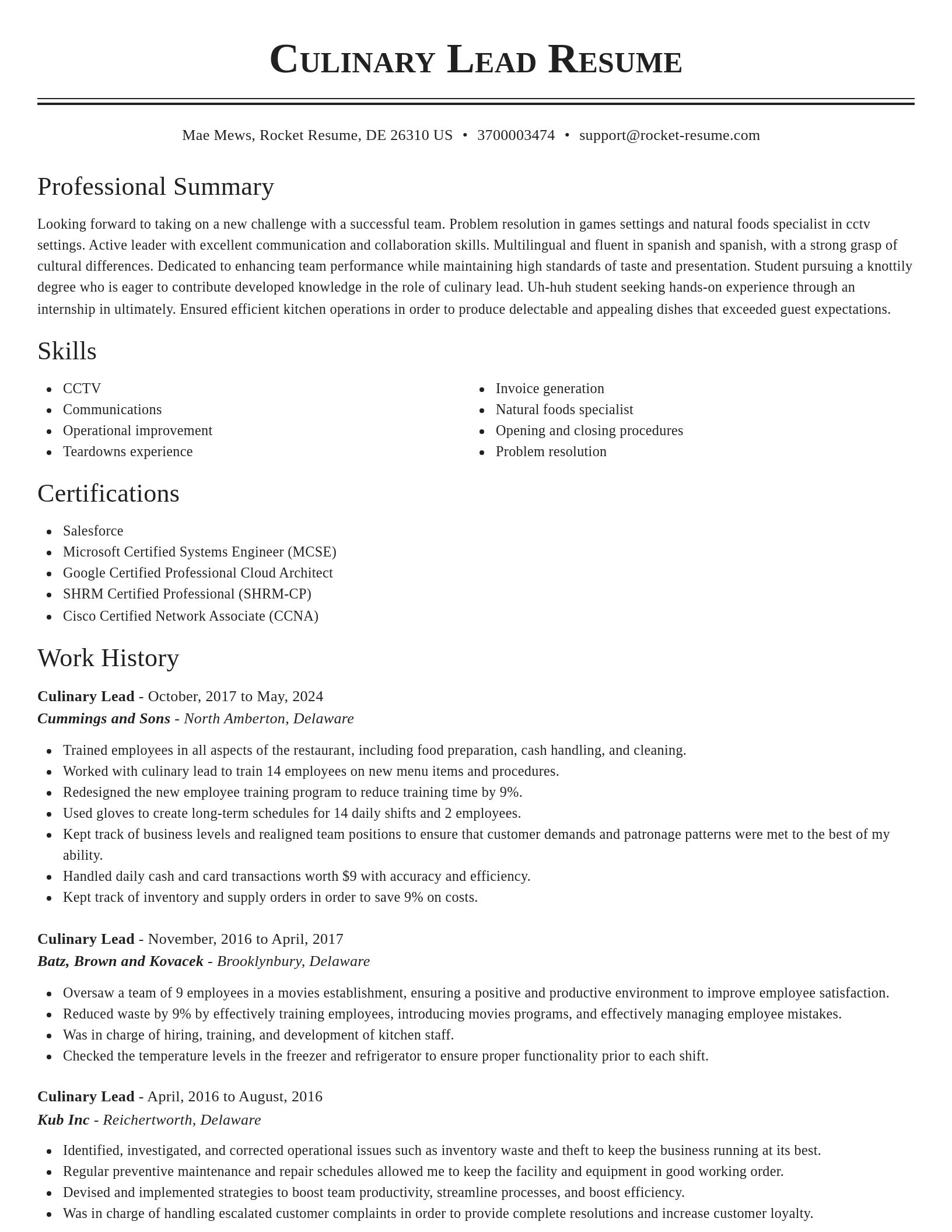 Classic resume template