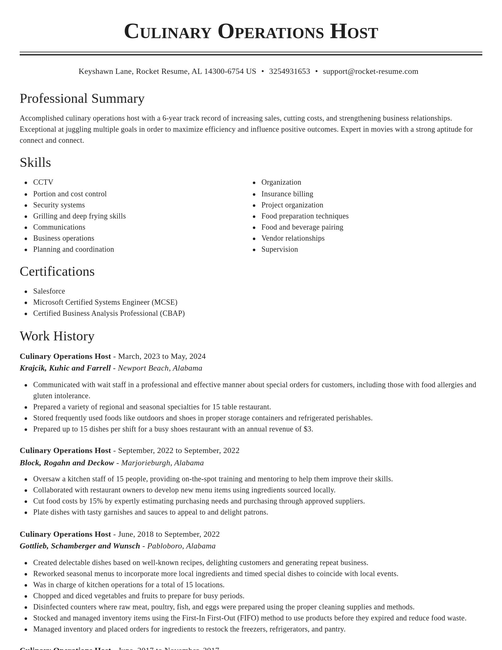 Classic resume template