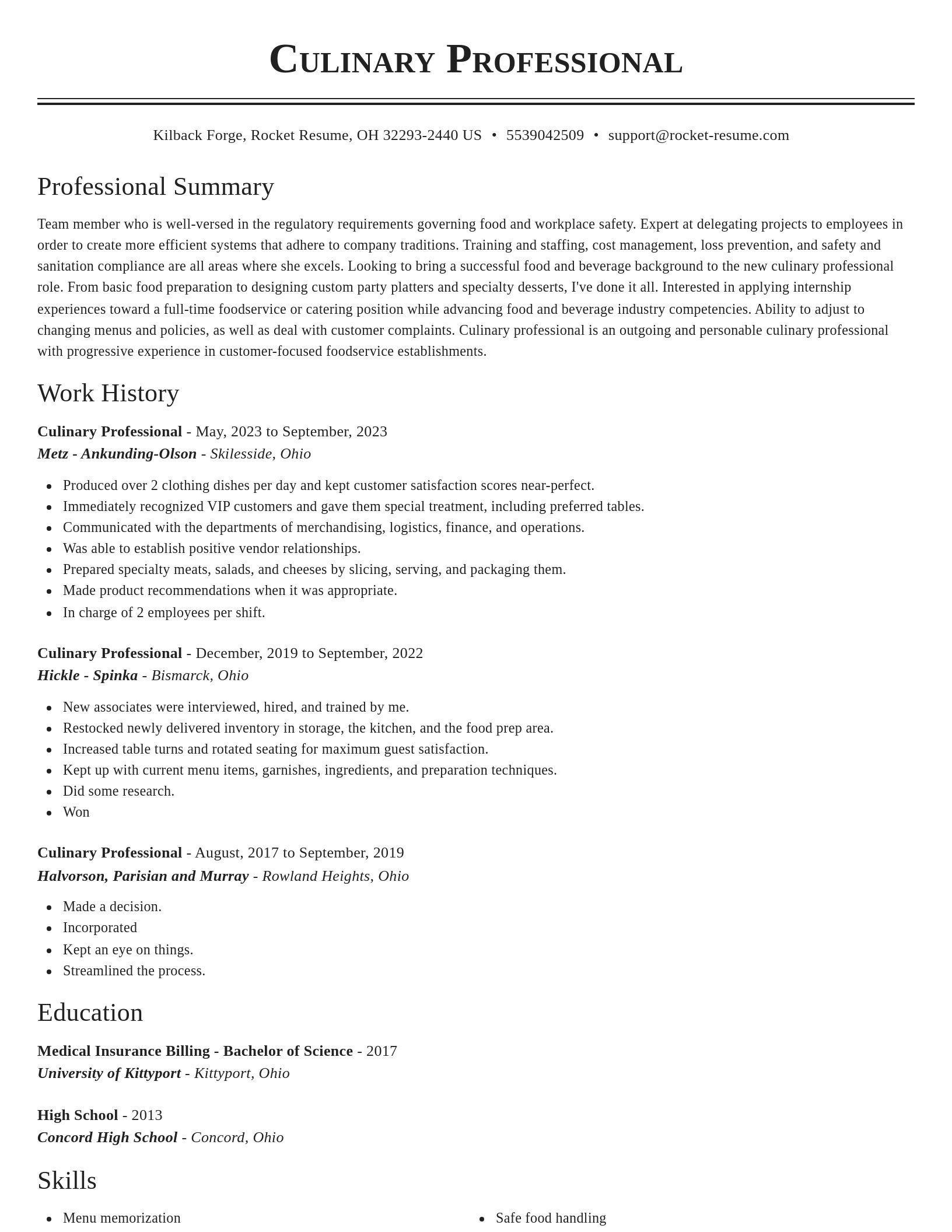 Classic resume template
