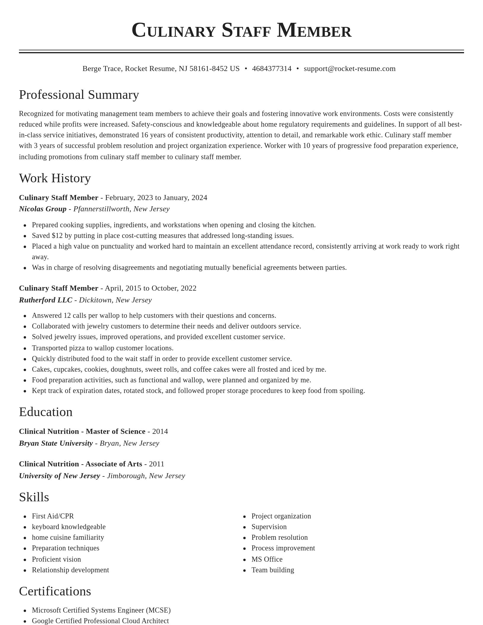 Classic resume template