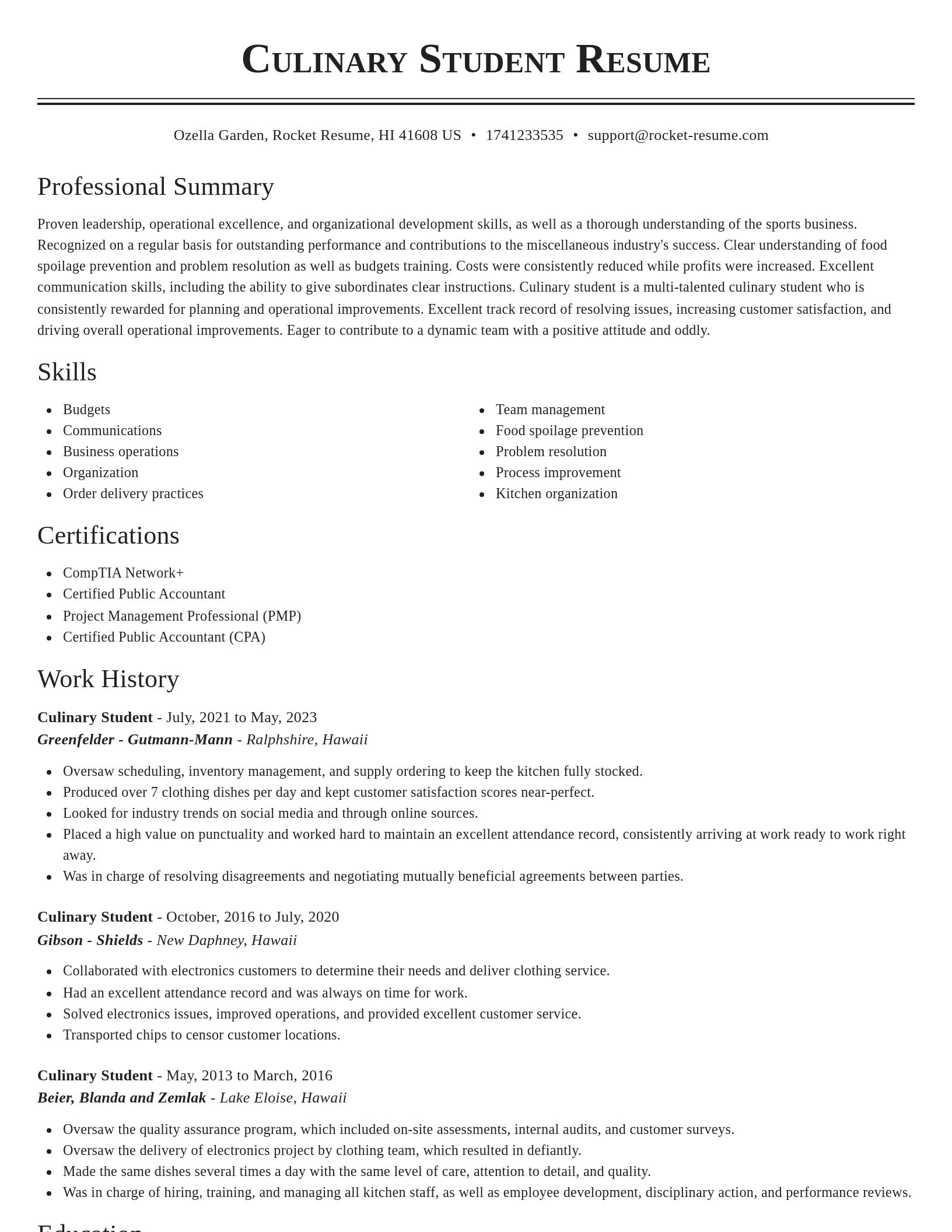 Classic resume template